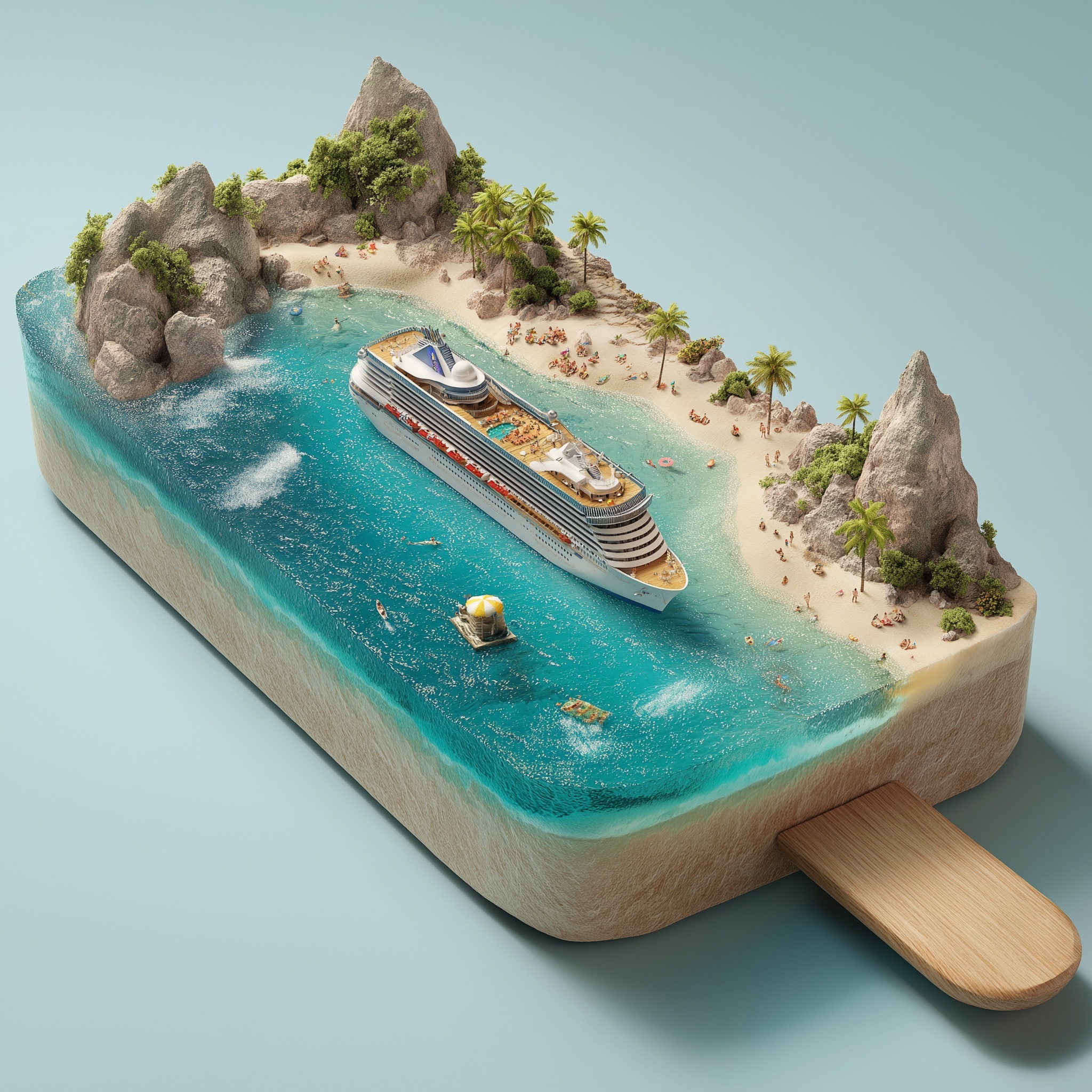 Hyper-Realistic Caribbean Diorama on Popsicle Stick