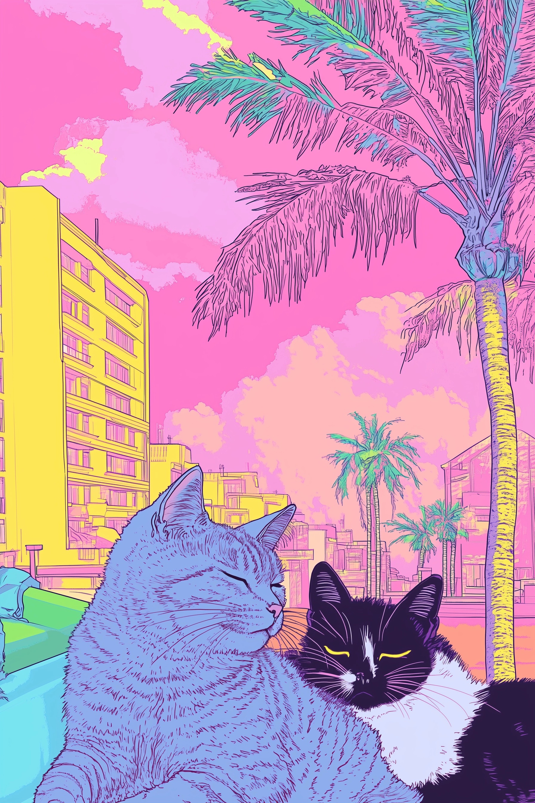 Cyberpunk Cats: Retro Anime City Vibes