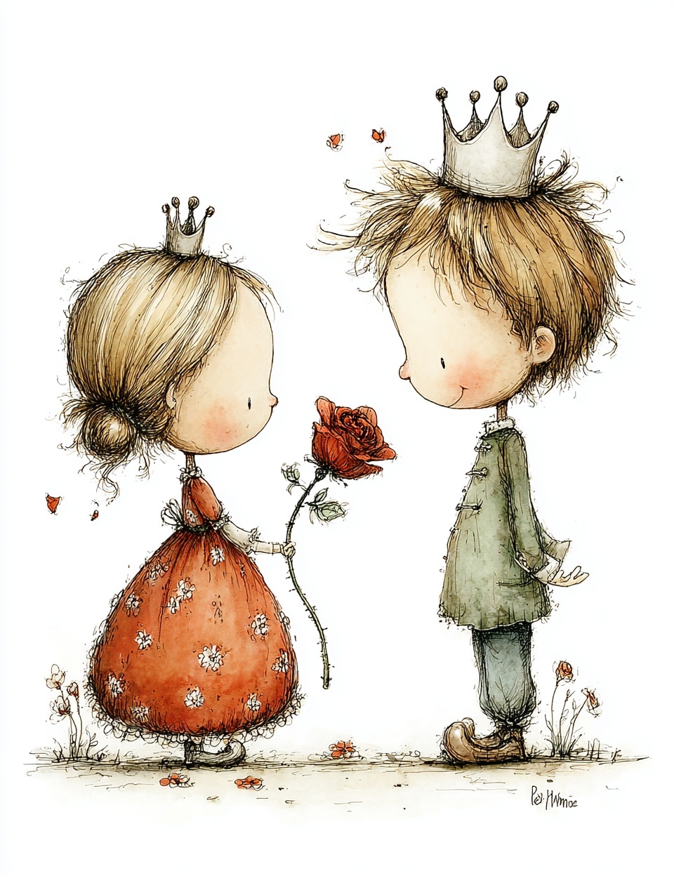 Whimsical Rose Gift: A Princess and Her Prince