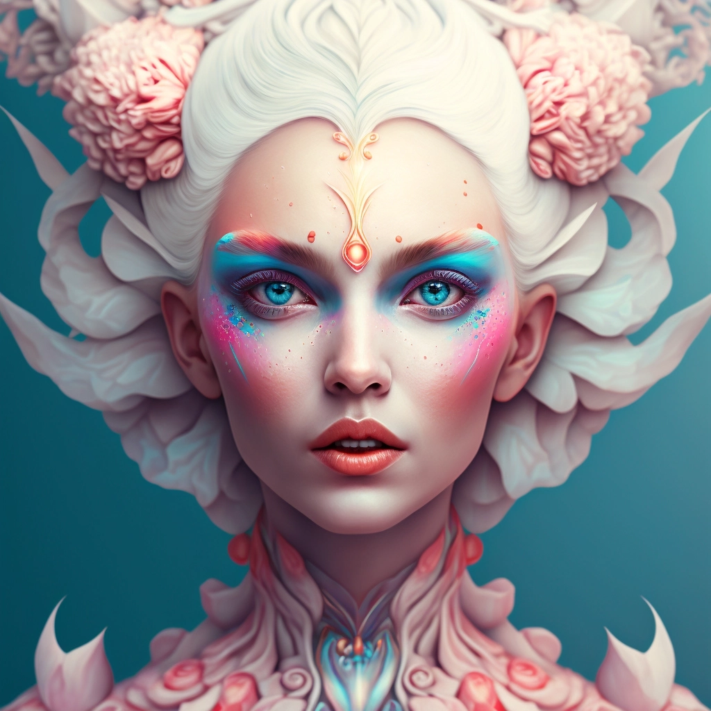 Colorful Digital Art: Symmetrical Portrait & Fullbody Render