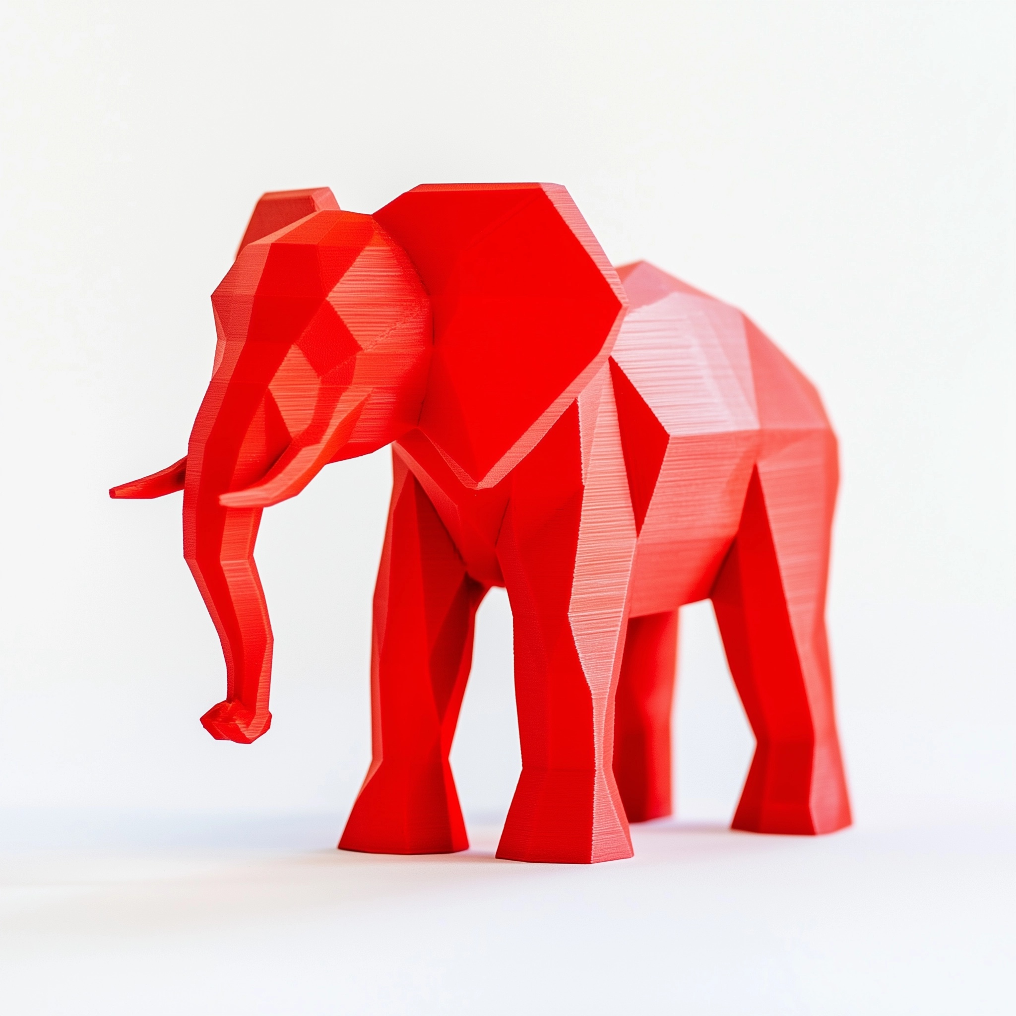 Vibrant Red 3D Printed Elephant Art Piece