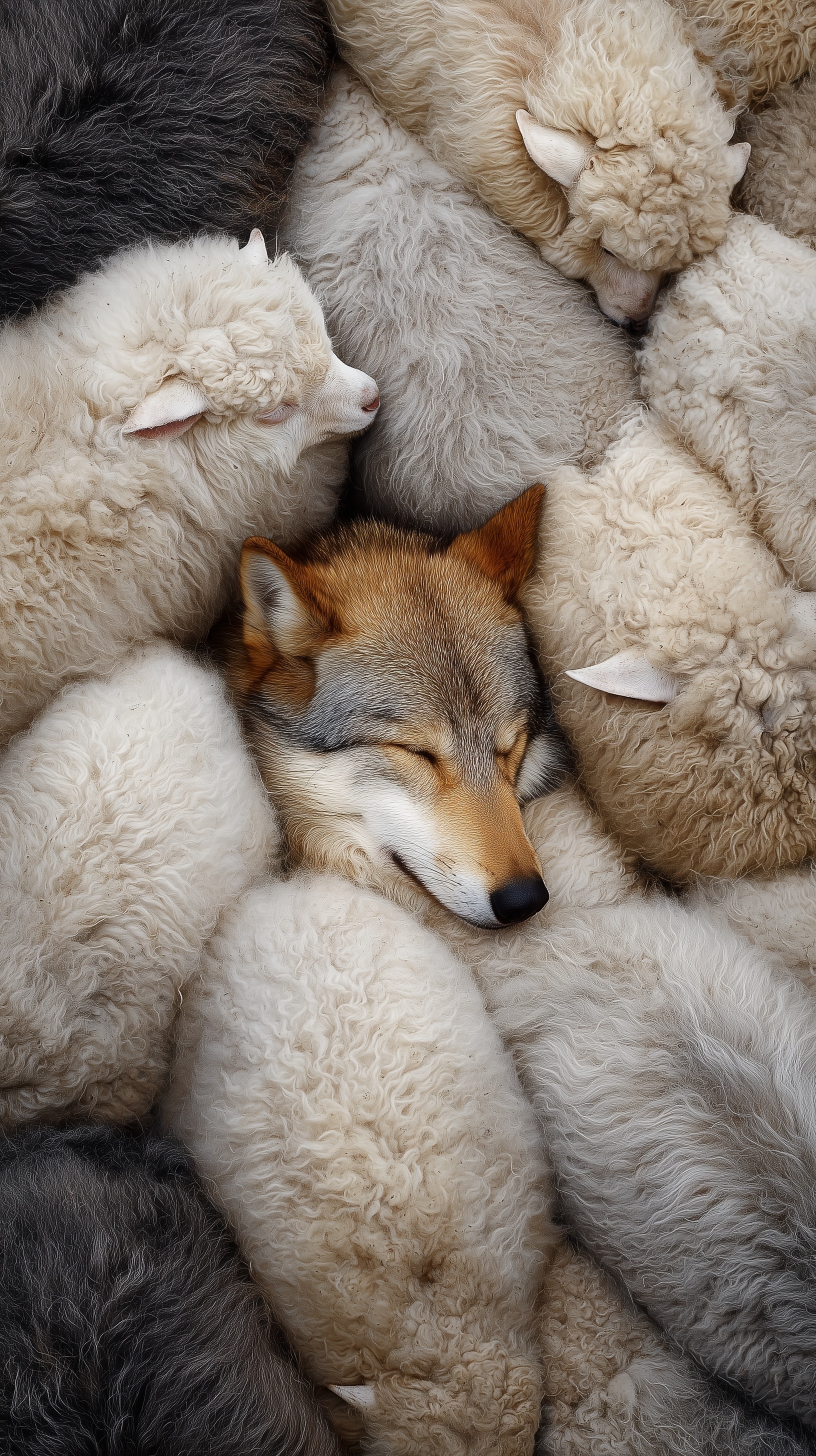 Unexpected Harmony: Wolf Snuggles with Sheep