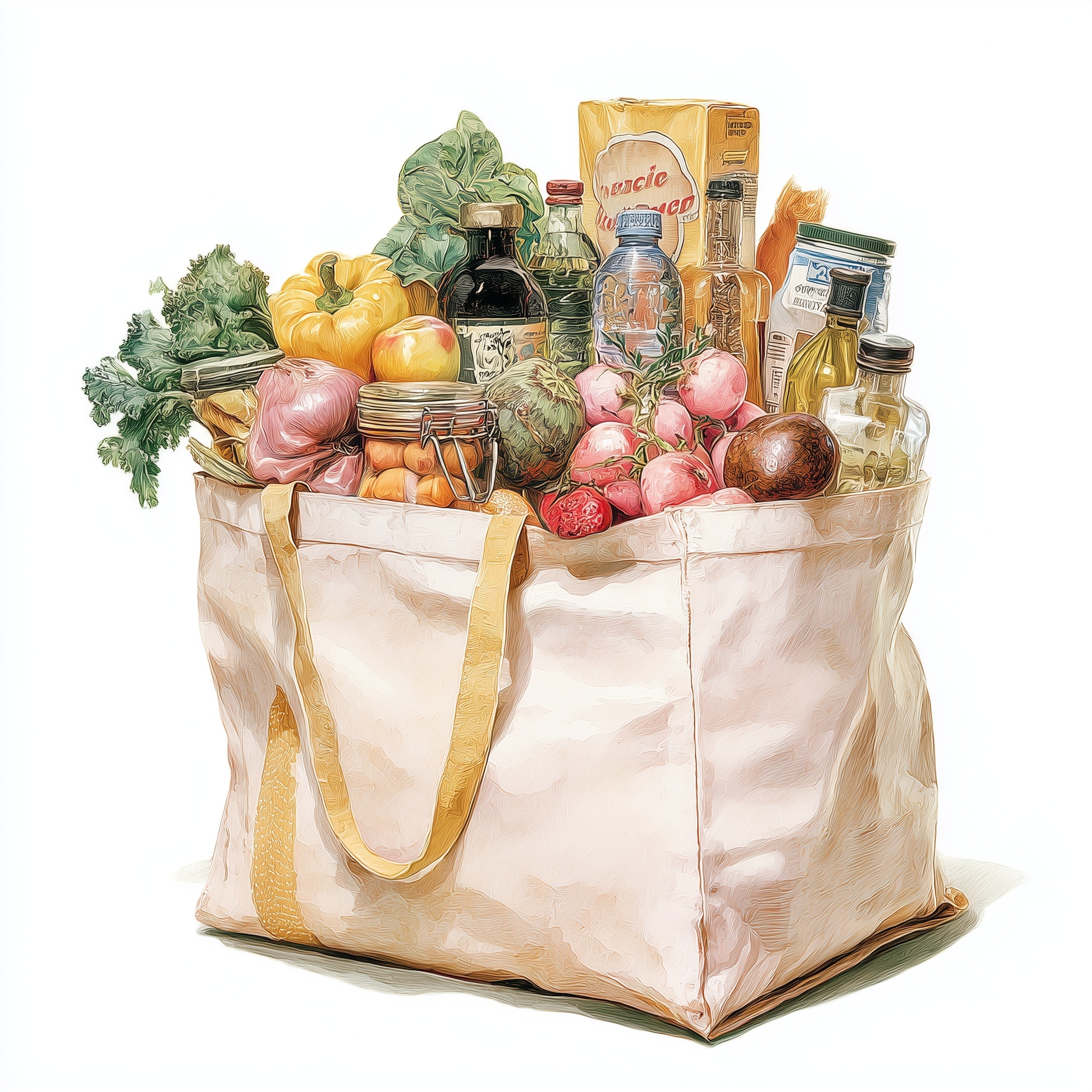 Premium Watercolor Tote Bag for Groceries