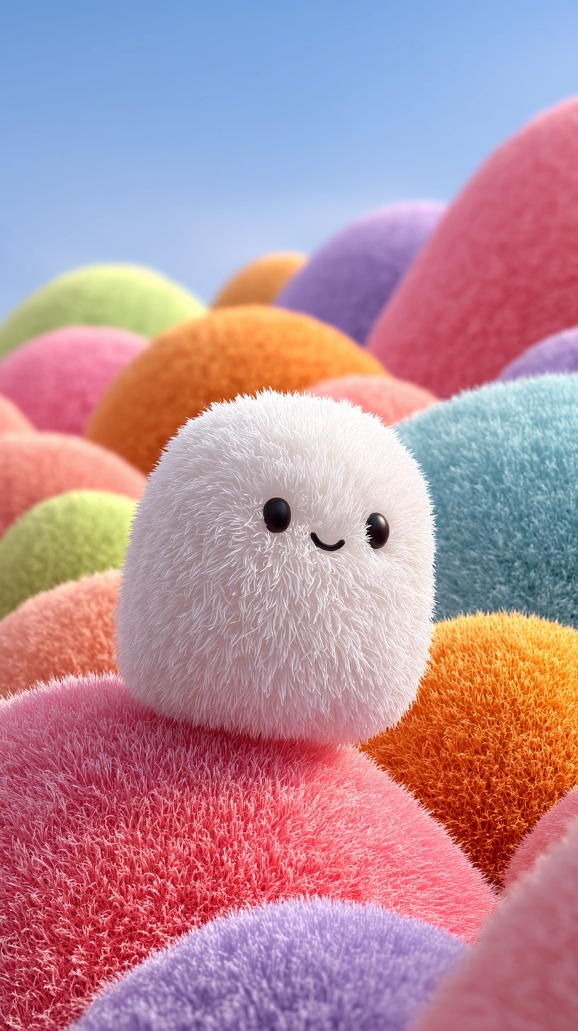 Whimsical Fluffy Character in Pastel Paradise