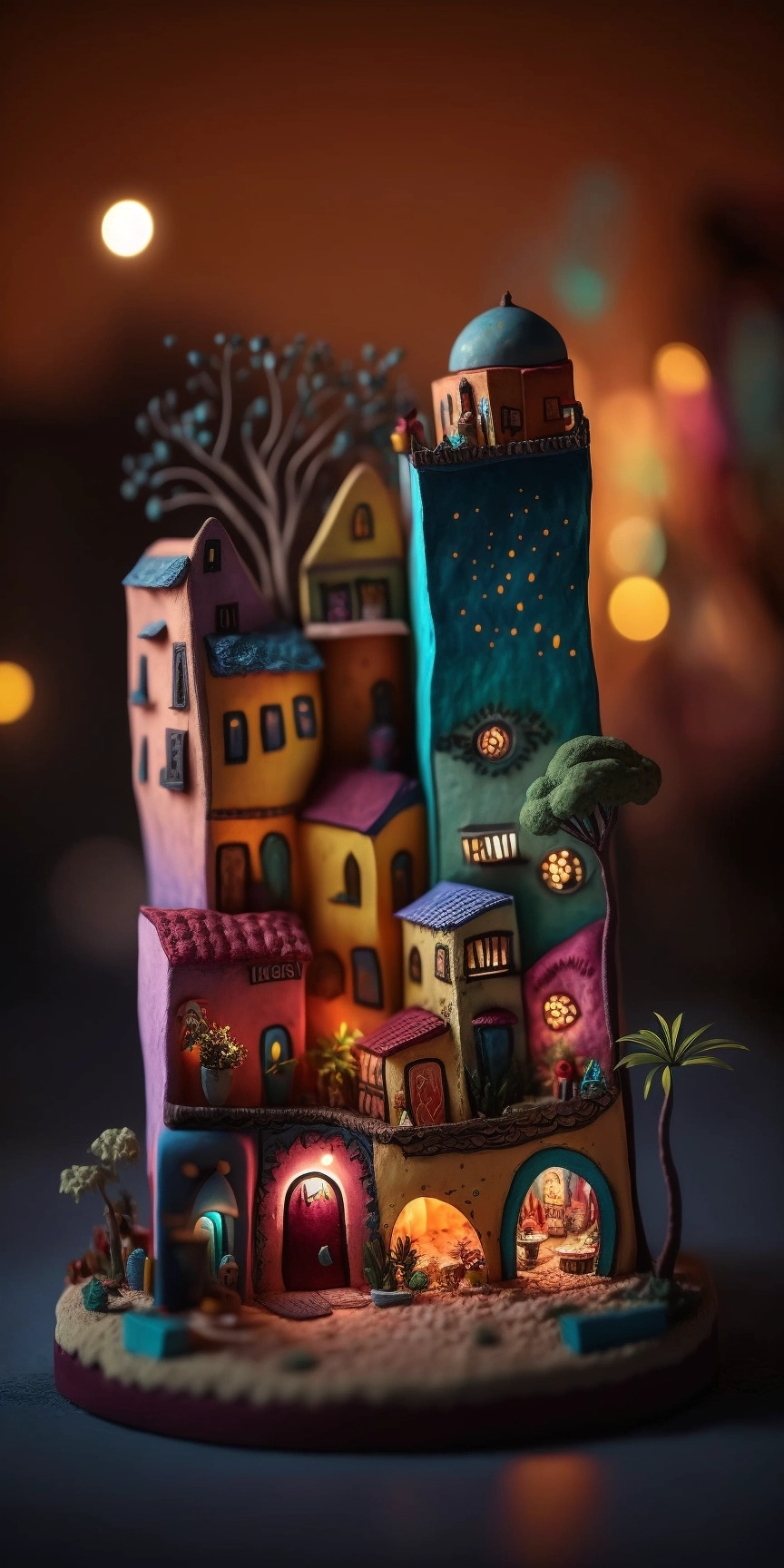 Vibrant Miniature Village: Ultra-Detailed 8K Photography