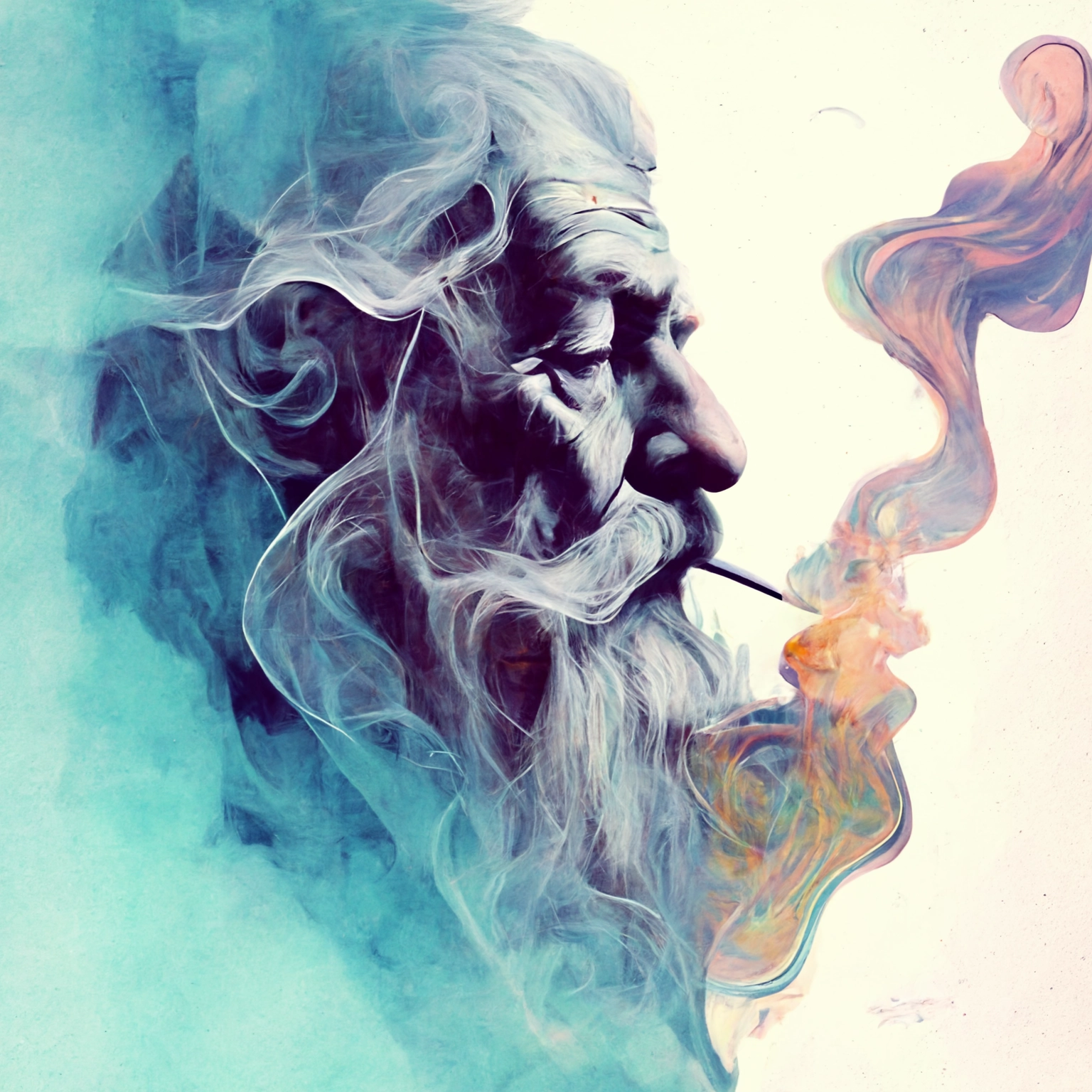 Colorful Double Exposure: Gandalf & Smoke