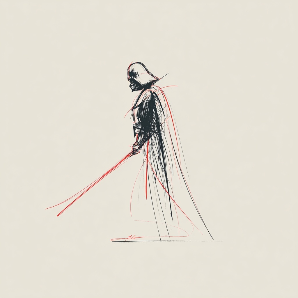 Abstract Darth Vader Illustration in Straight Lines