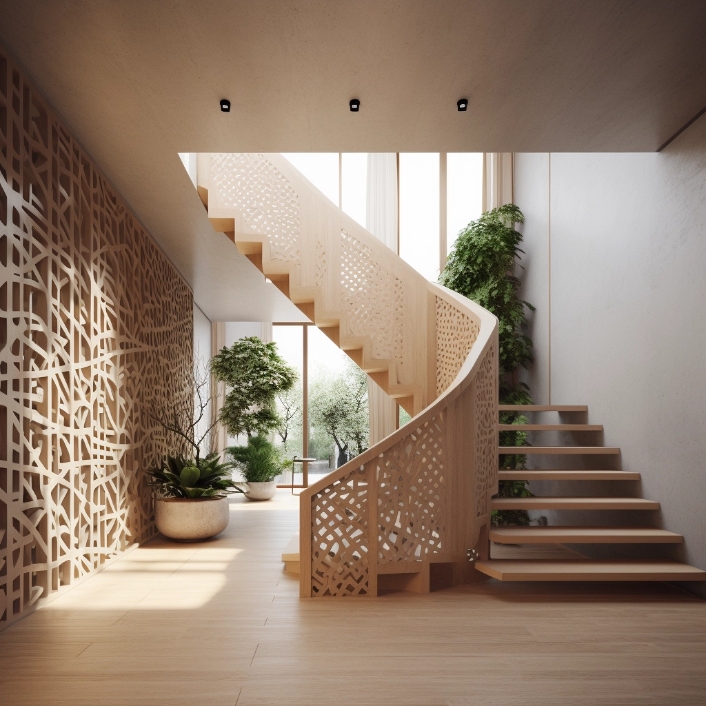 Sustainable AI-Designed Staircase with Balustrade