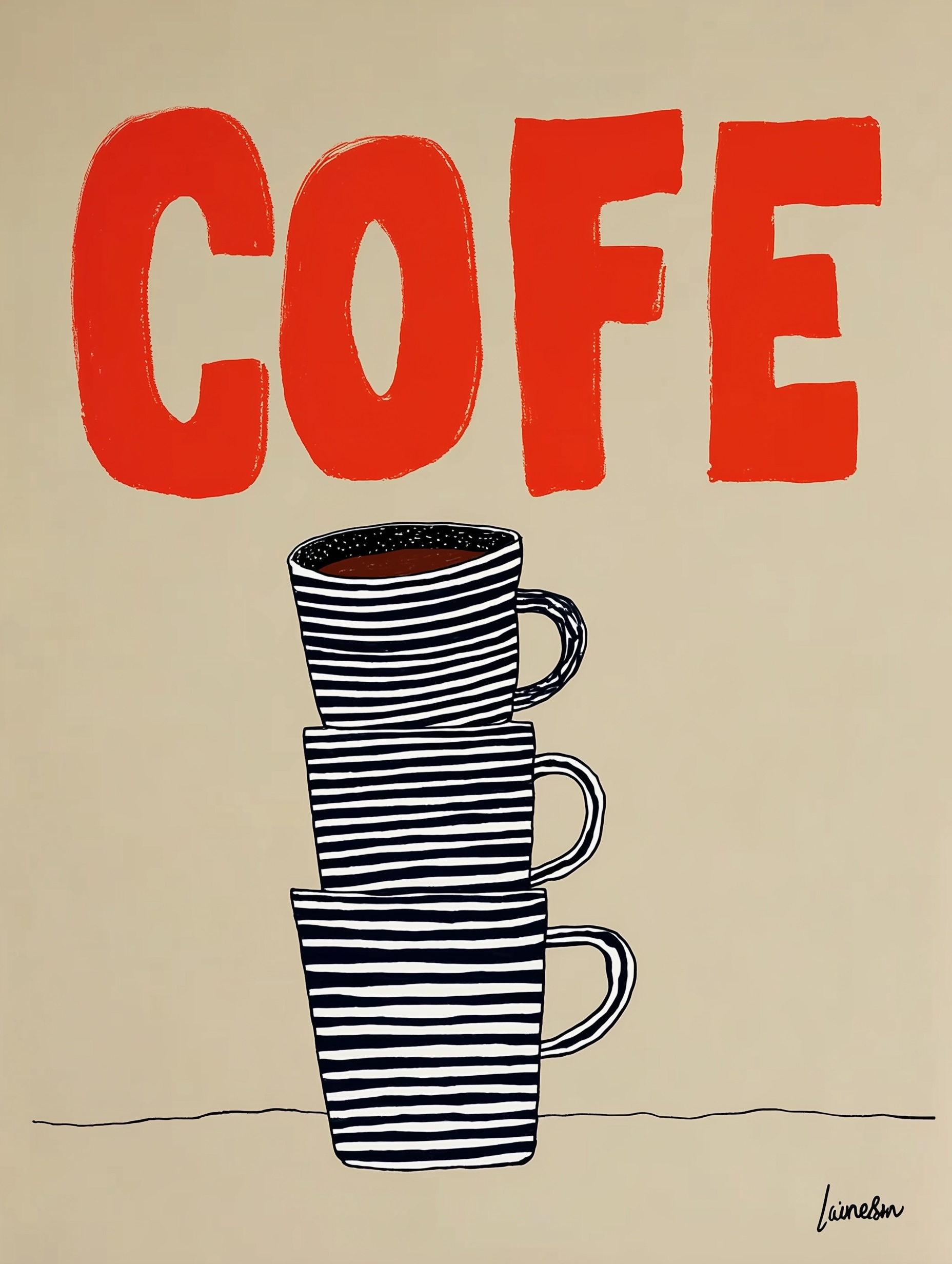 Bold Minimalist Coffee Art for Modern Cafes