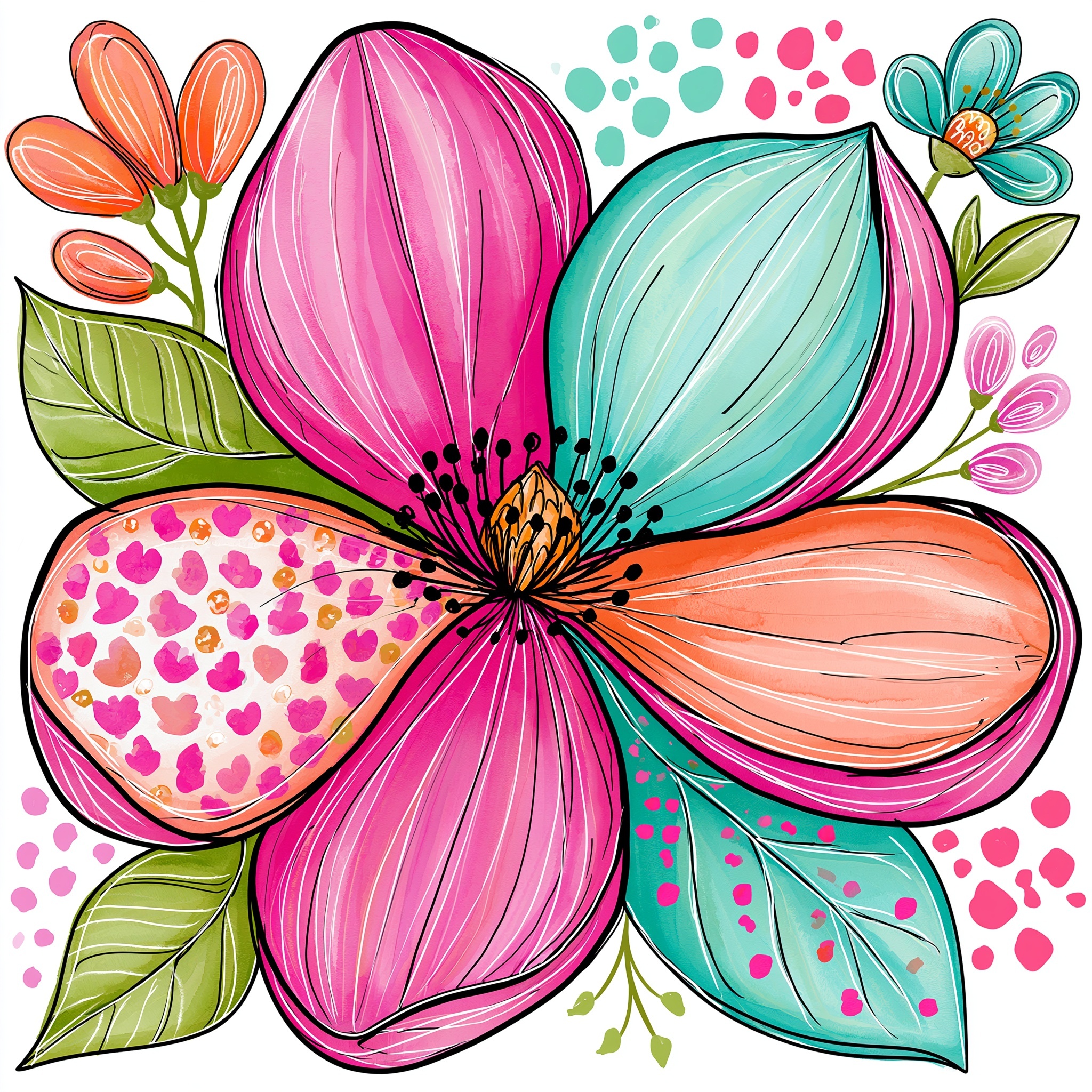 Elegant Watercolor Magnolia Clipart Design