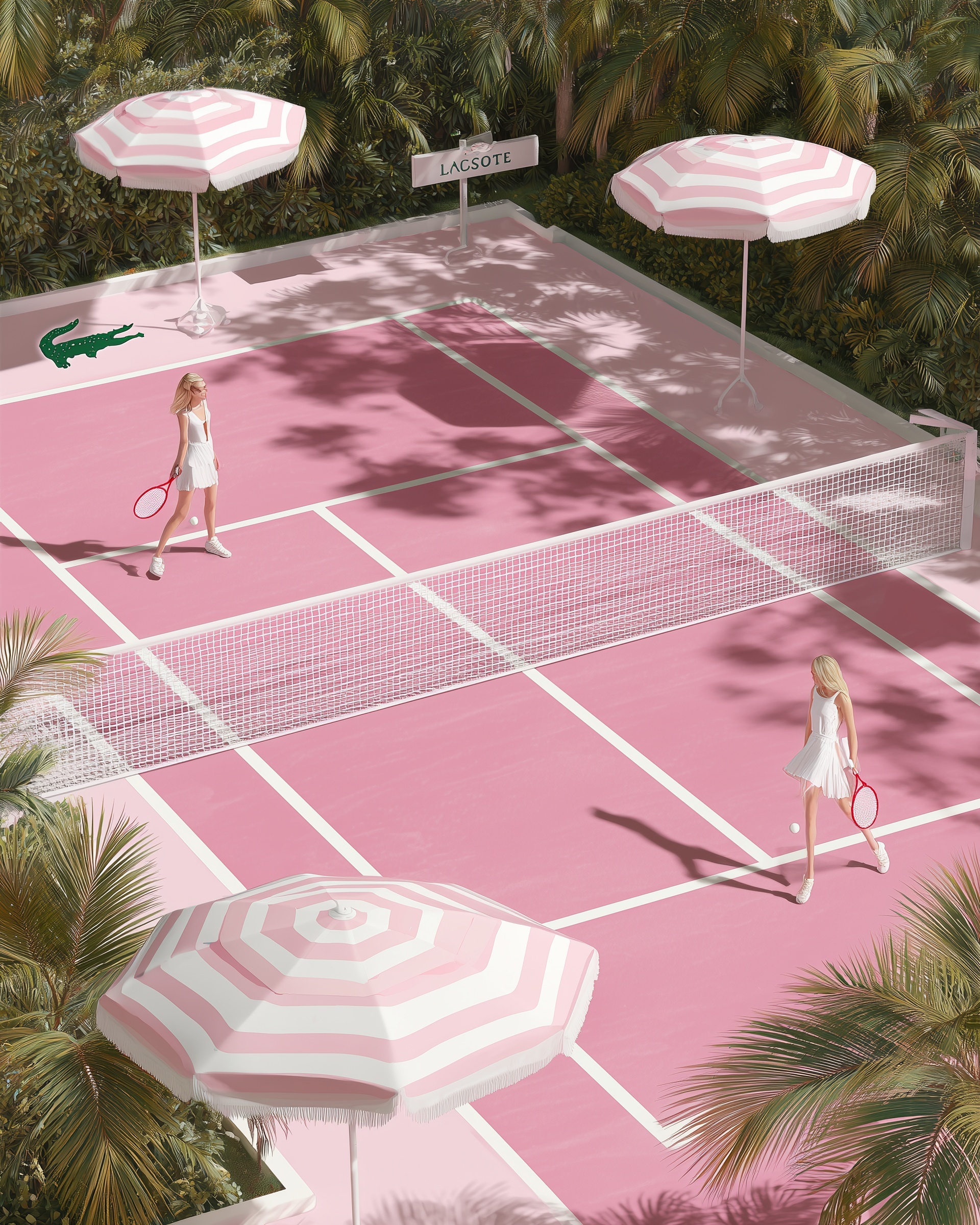 Tennis Match: Chic Sketches on a Pink Court