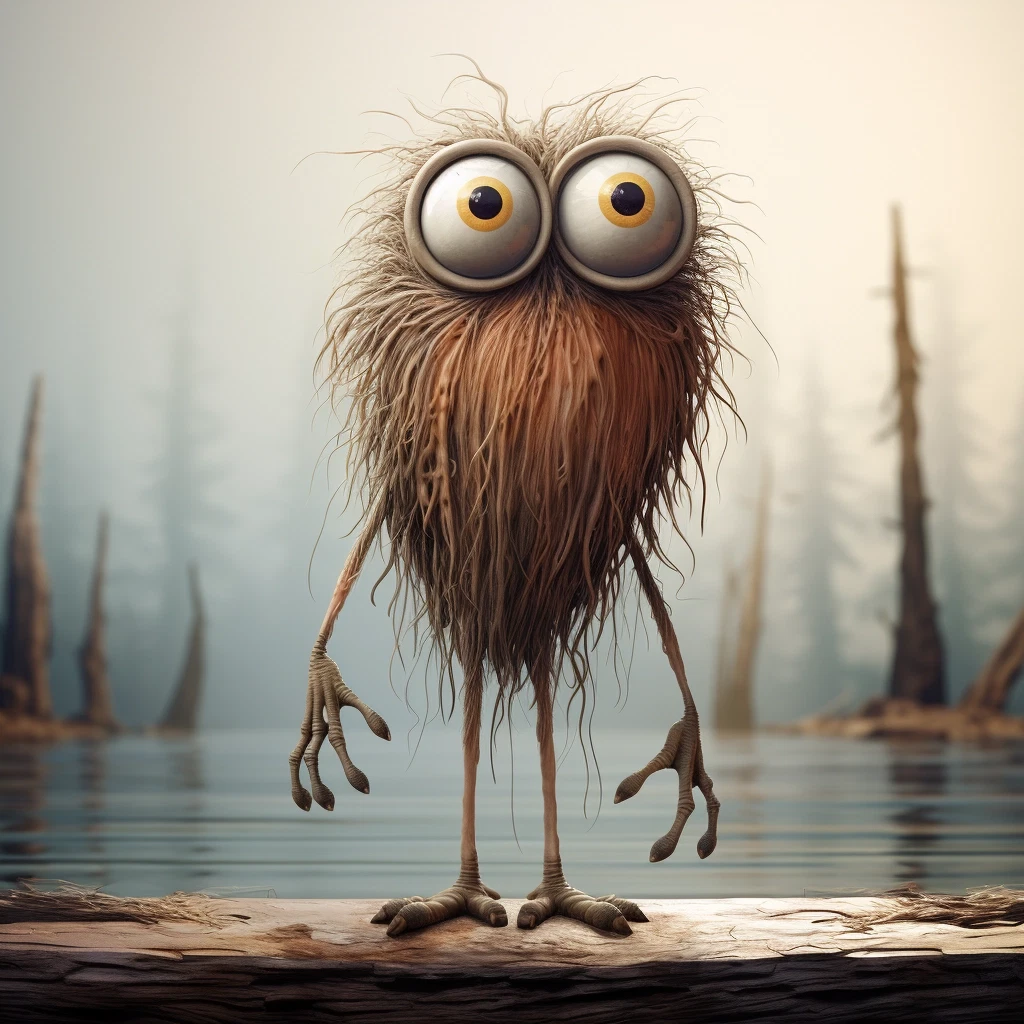 Adorable Cartoon Creature: Short, Hairy & Long-Legged!