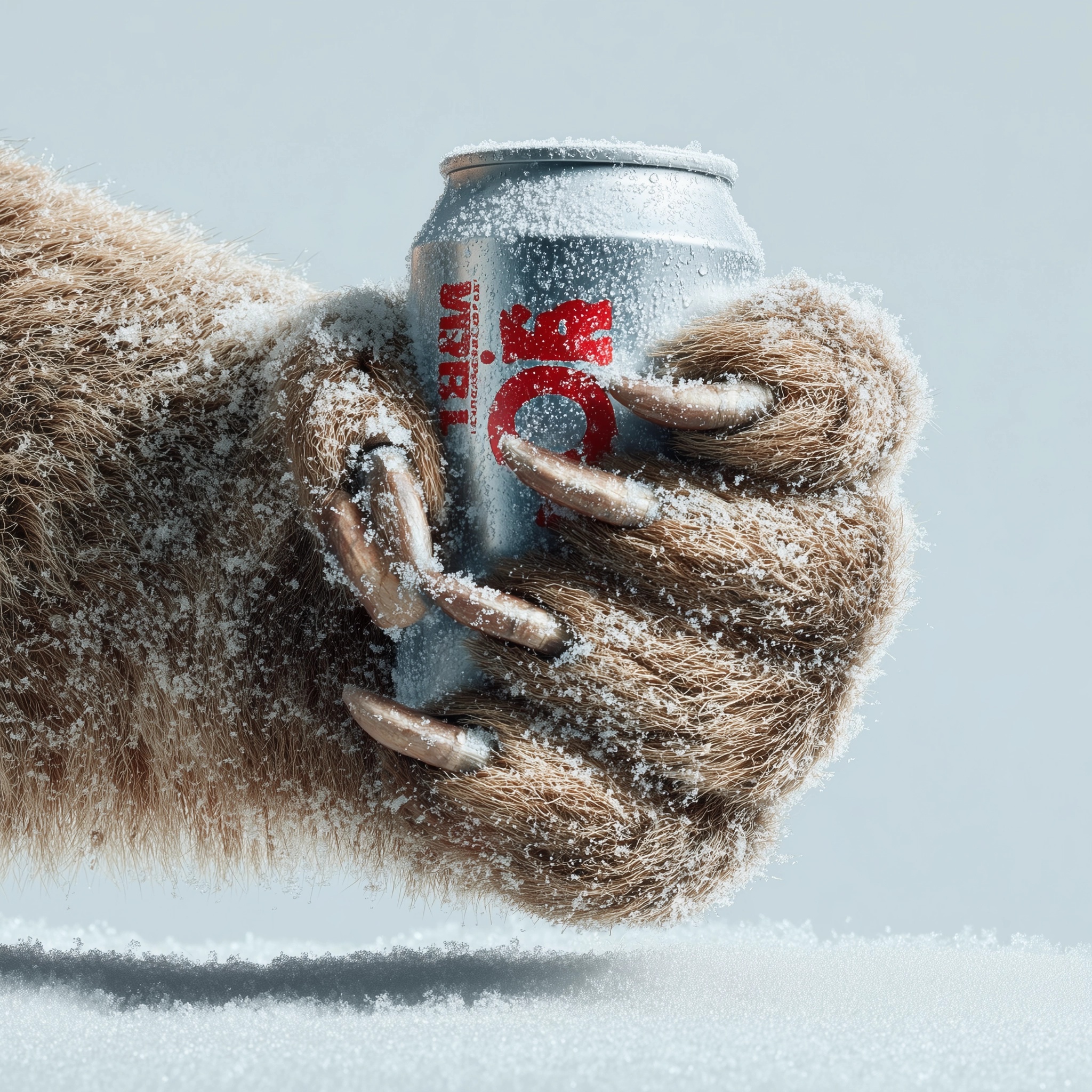Brown Bear Paw Gripping a Beer Can