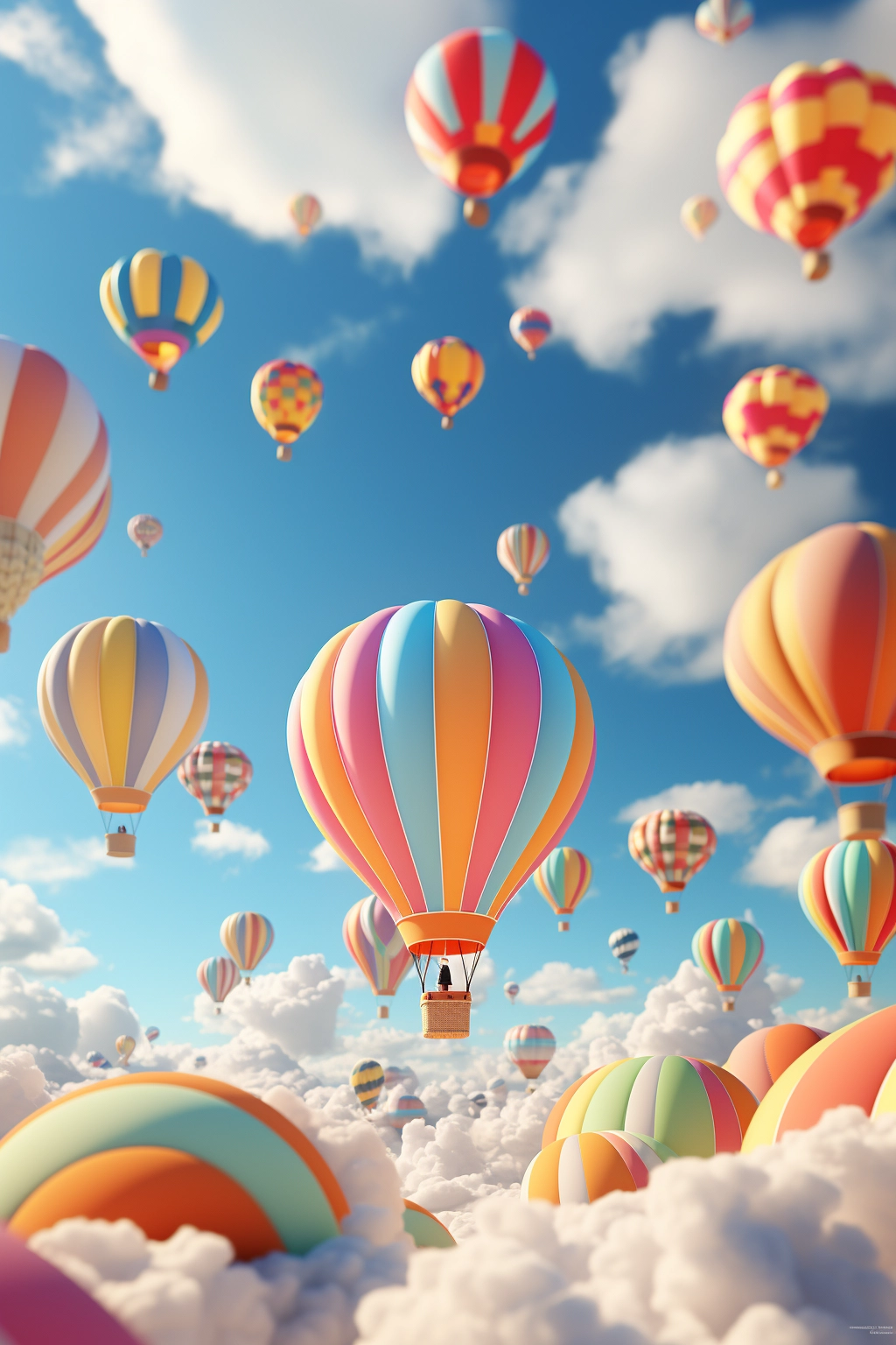 Dreamy Hot Air Balloons: Brilliant Colors, Simple 3D Visuals