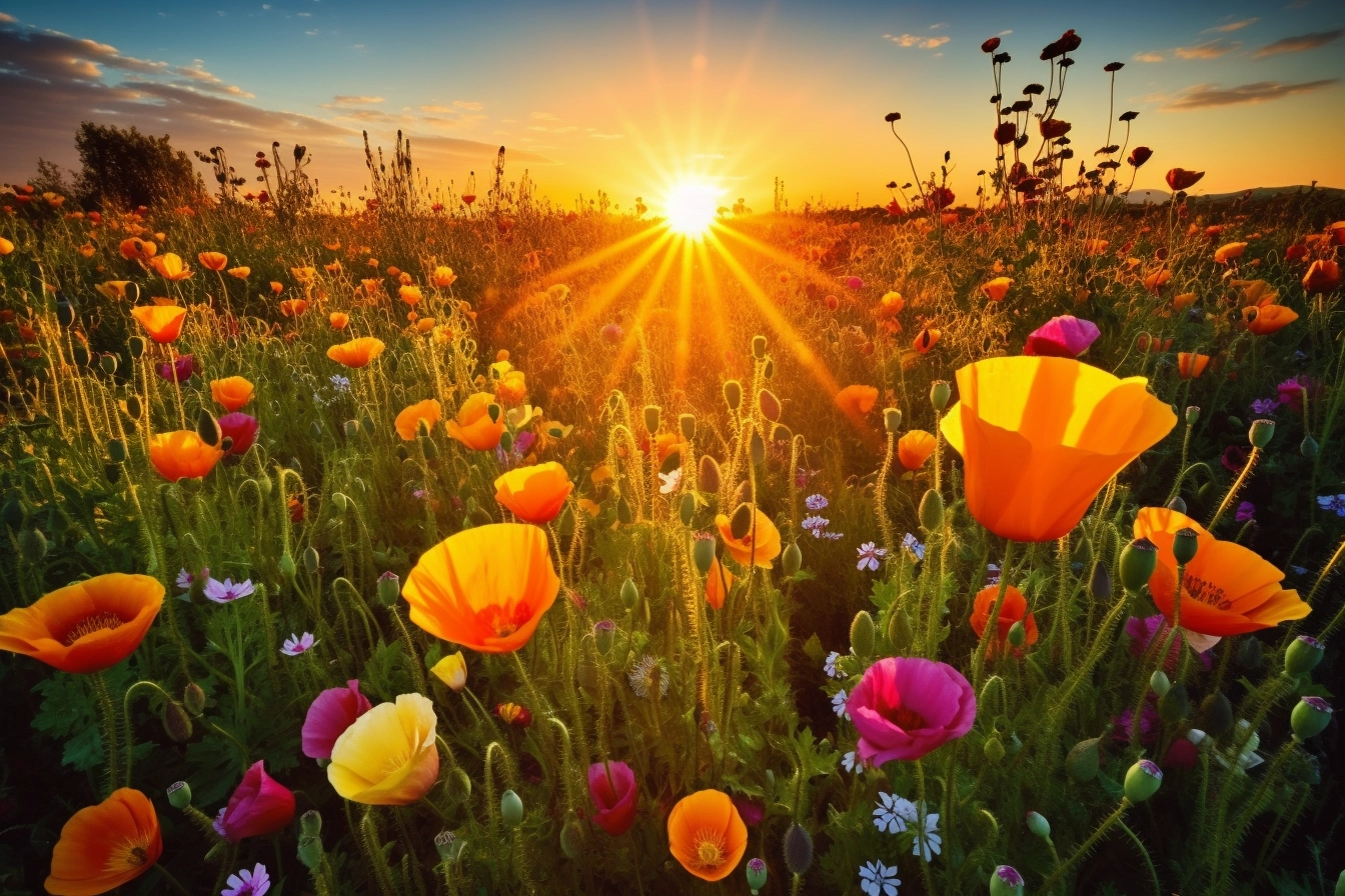 Vibrant Poppy Field at Sunrise