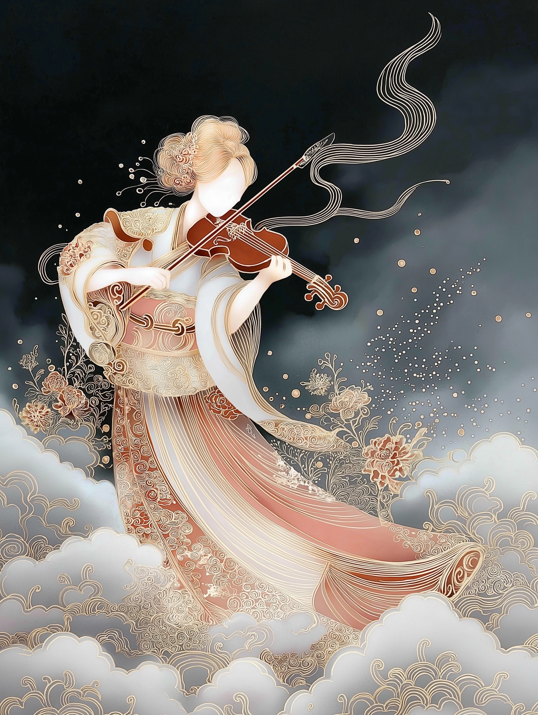 Cyberpunk Violinist: A Surreal Fusion of Art Styles