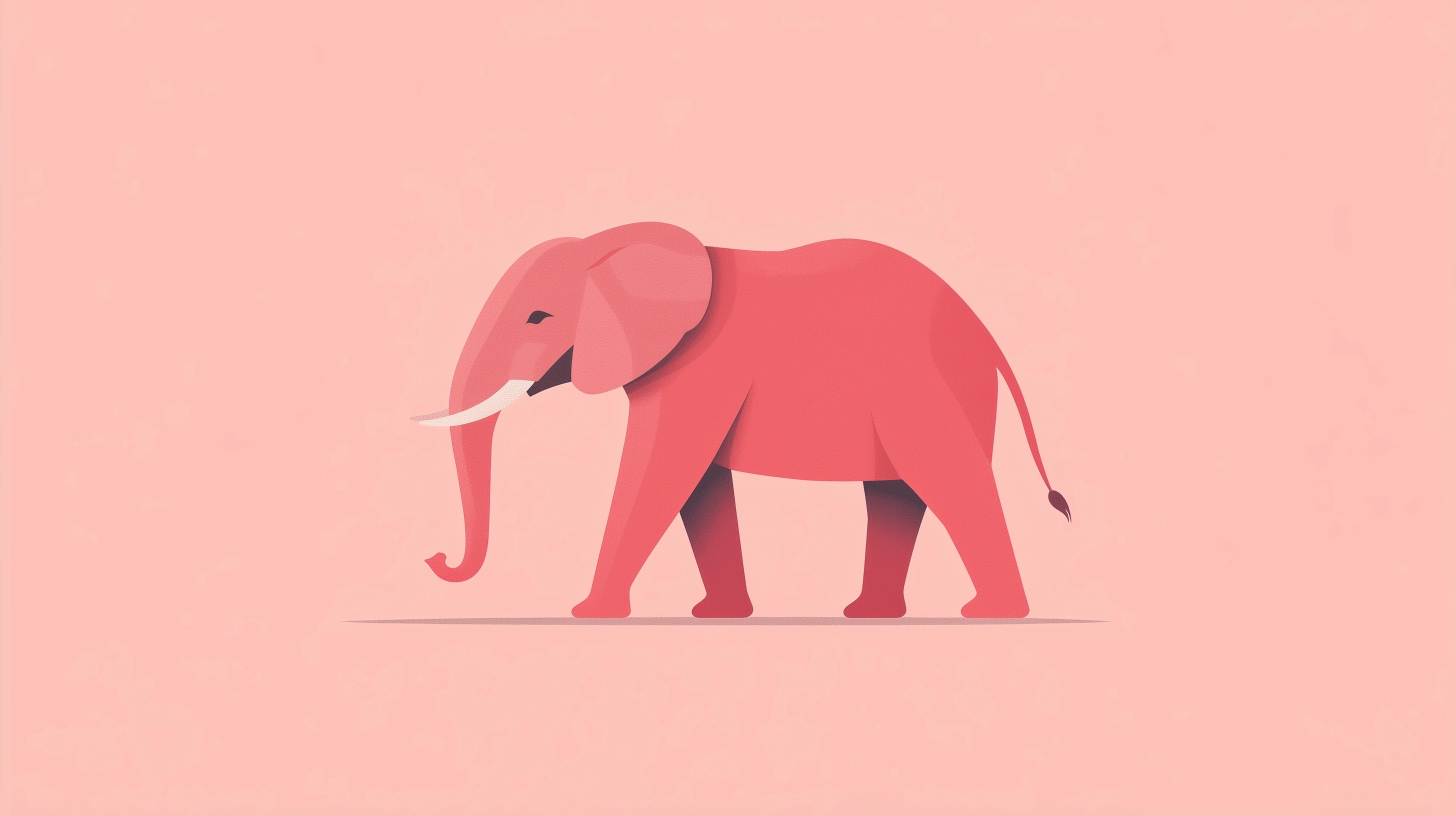 Minimalist Elephant Illustration in Light Red