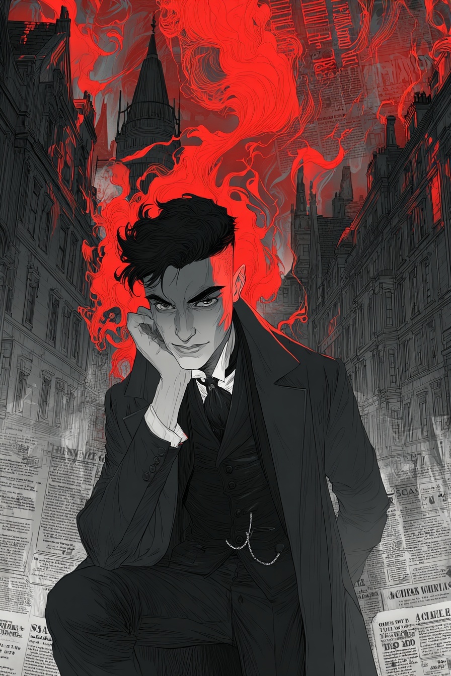 Dark Fantasy Demon in London Fog