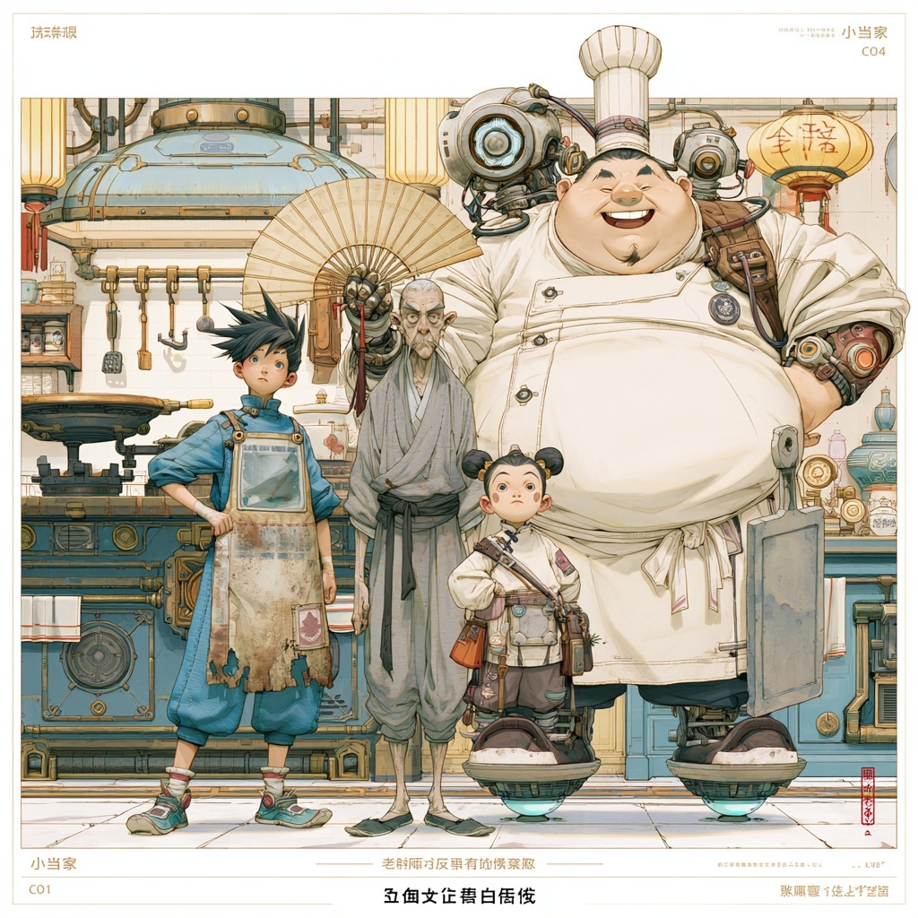 Ancient Kitchen Triad: Youth, Master, and Chef
