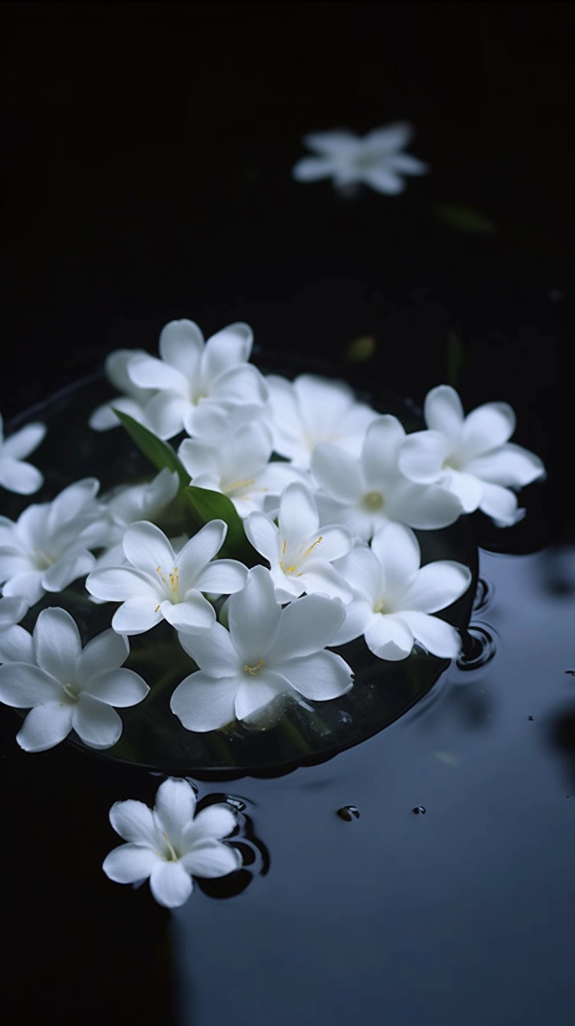 High-Def White Jasmine in Chinese Courtyard