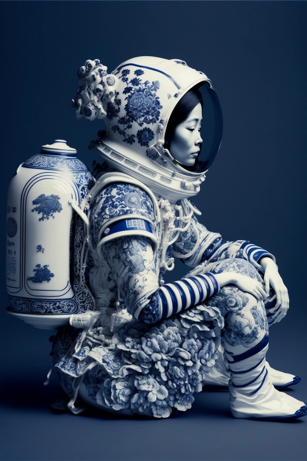 Blue & White Porcelain Astronaut Fashion Photography