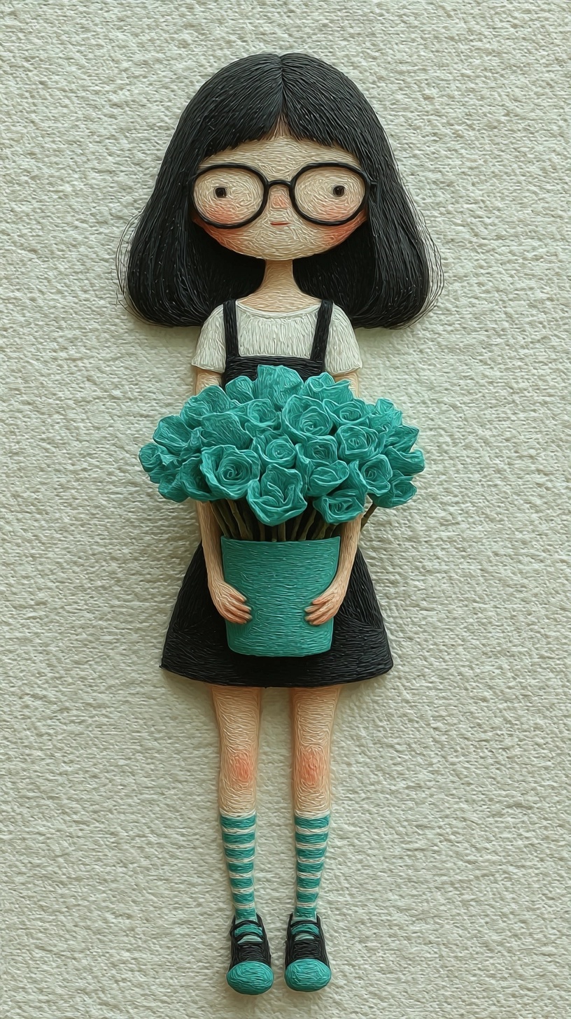 Elegant Minimalist Diorama: Japanese Girl in Focus