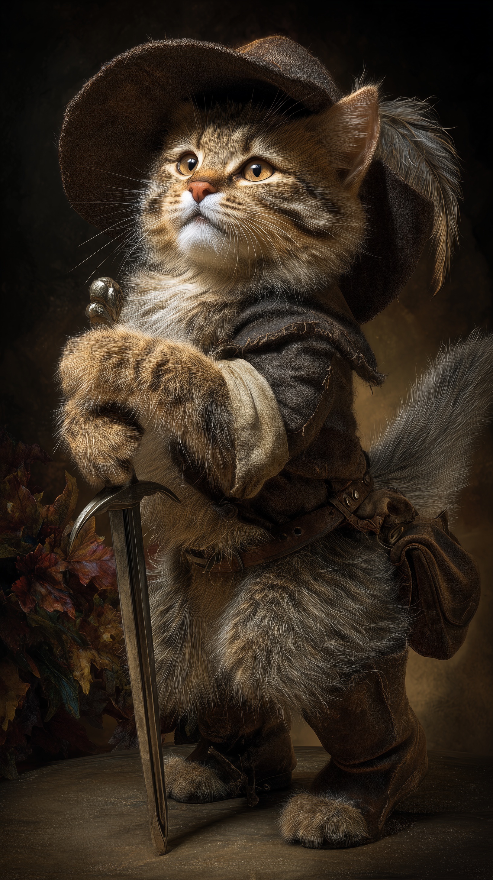 Brave Cat Hero in Fantasy Adventure