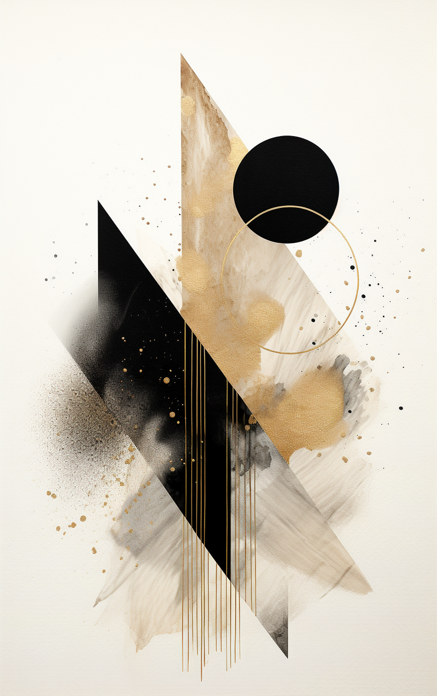 Abstract Black & White Triangle Art: Delicate Watercolor Style