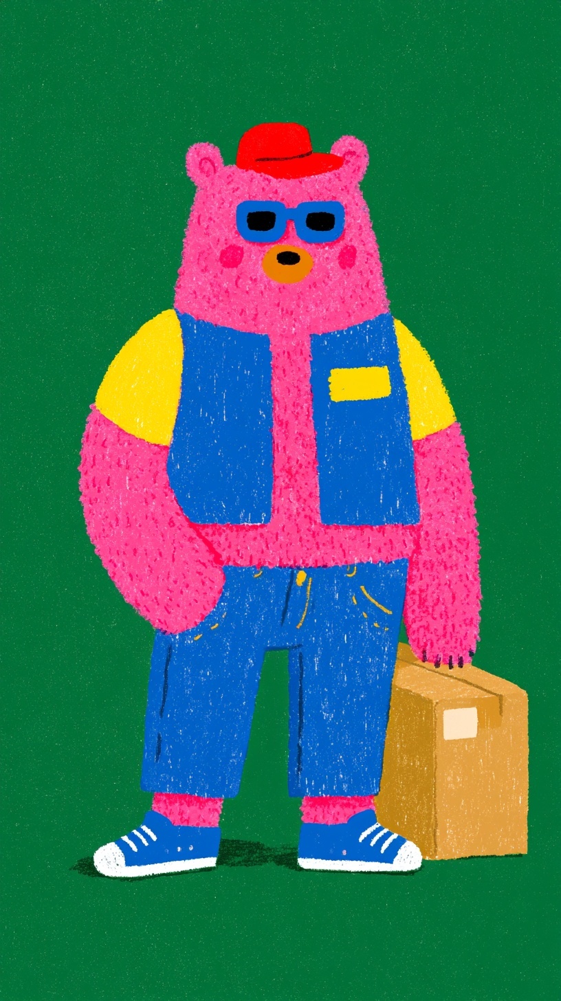 Delivery Bear: Cute & Stylish Package Drop!