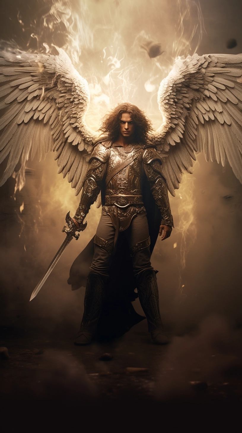 Twilight Warrior: Male Angel with Sword