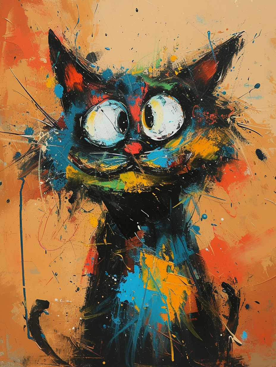 Colorful Playful Cat Art: Inspired by Doug Hyde & Valentin Serov