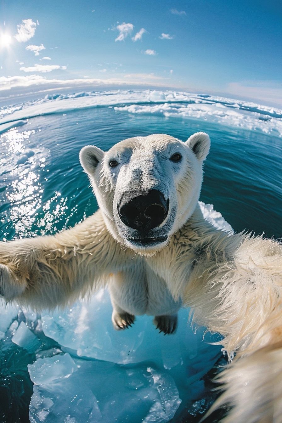 Angry Polar Bear Selfie on Iceberg - WWF Campaign