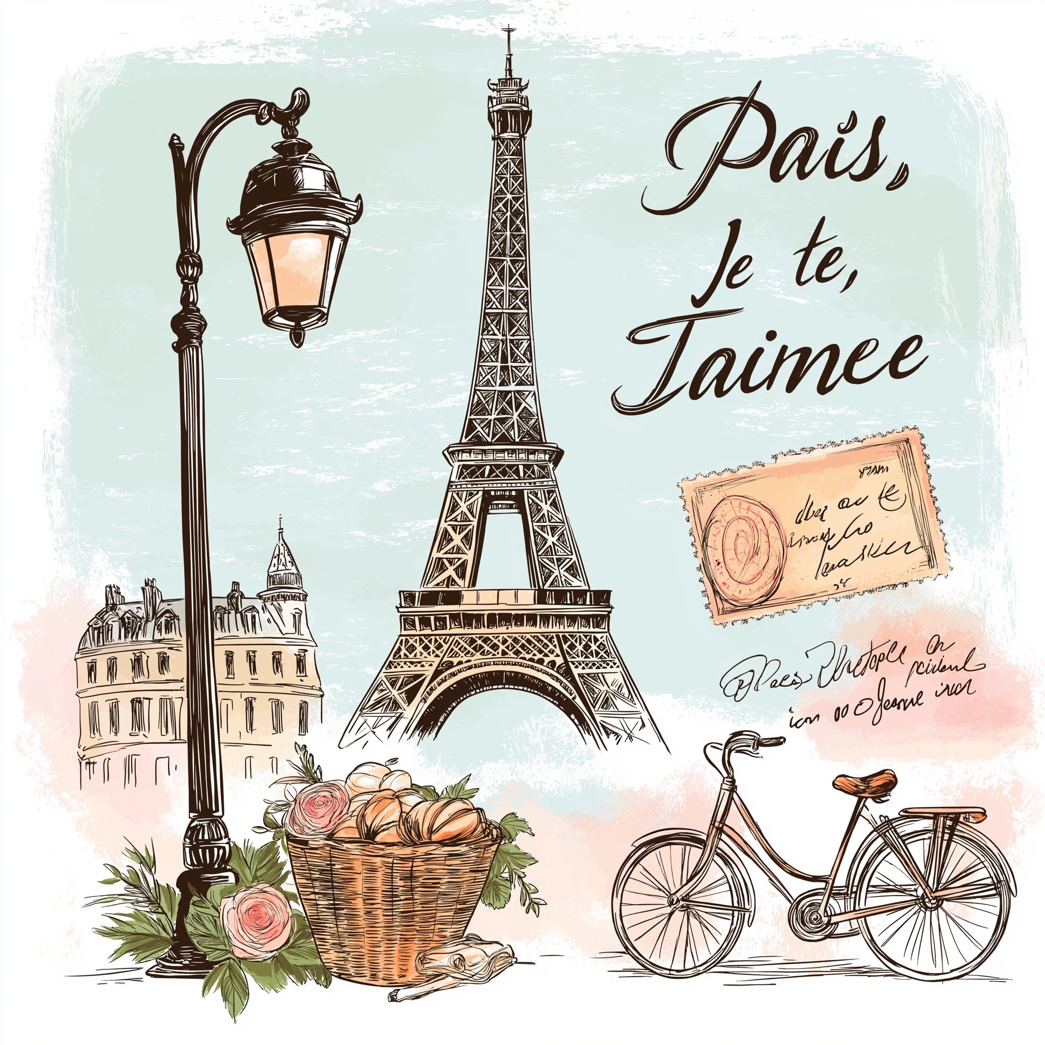 Parisian Dreams: Artful Iconic Illustration