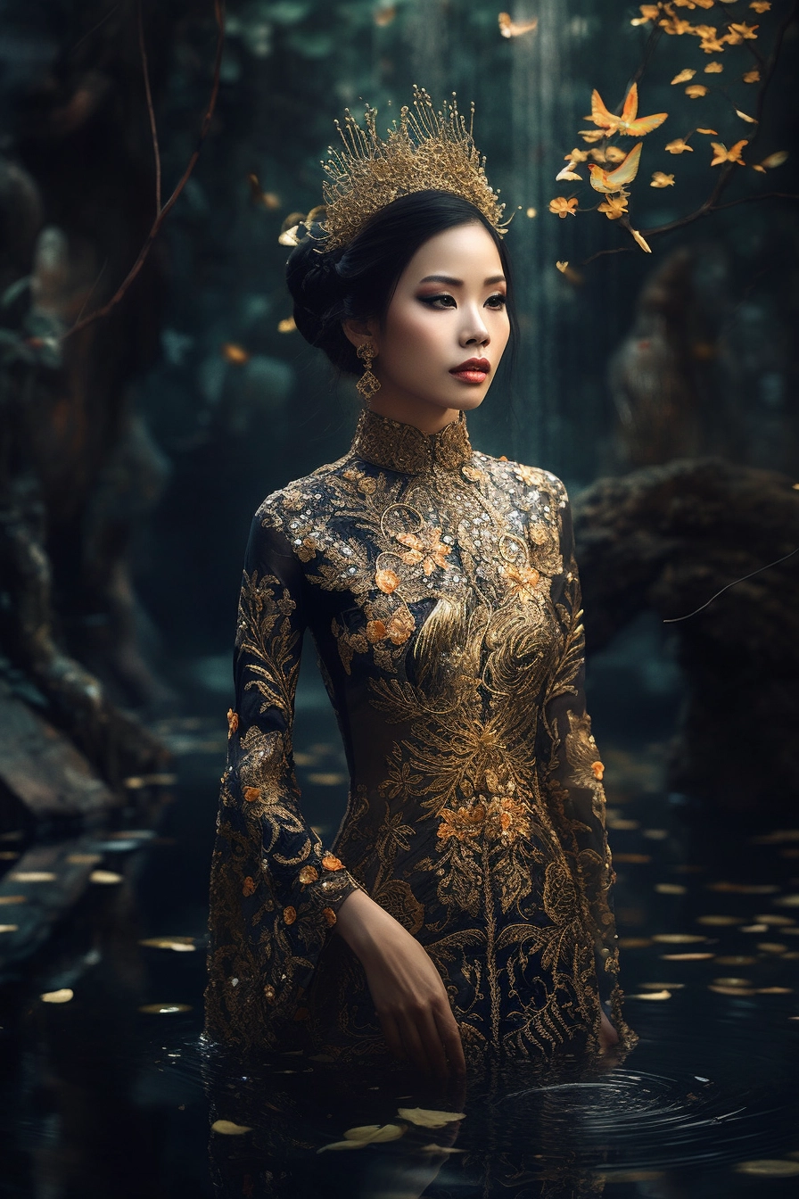 Vietnamese Beauty in Stunning Ao Dai: Hyper-Realistic Fantasy Scene