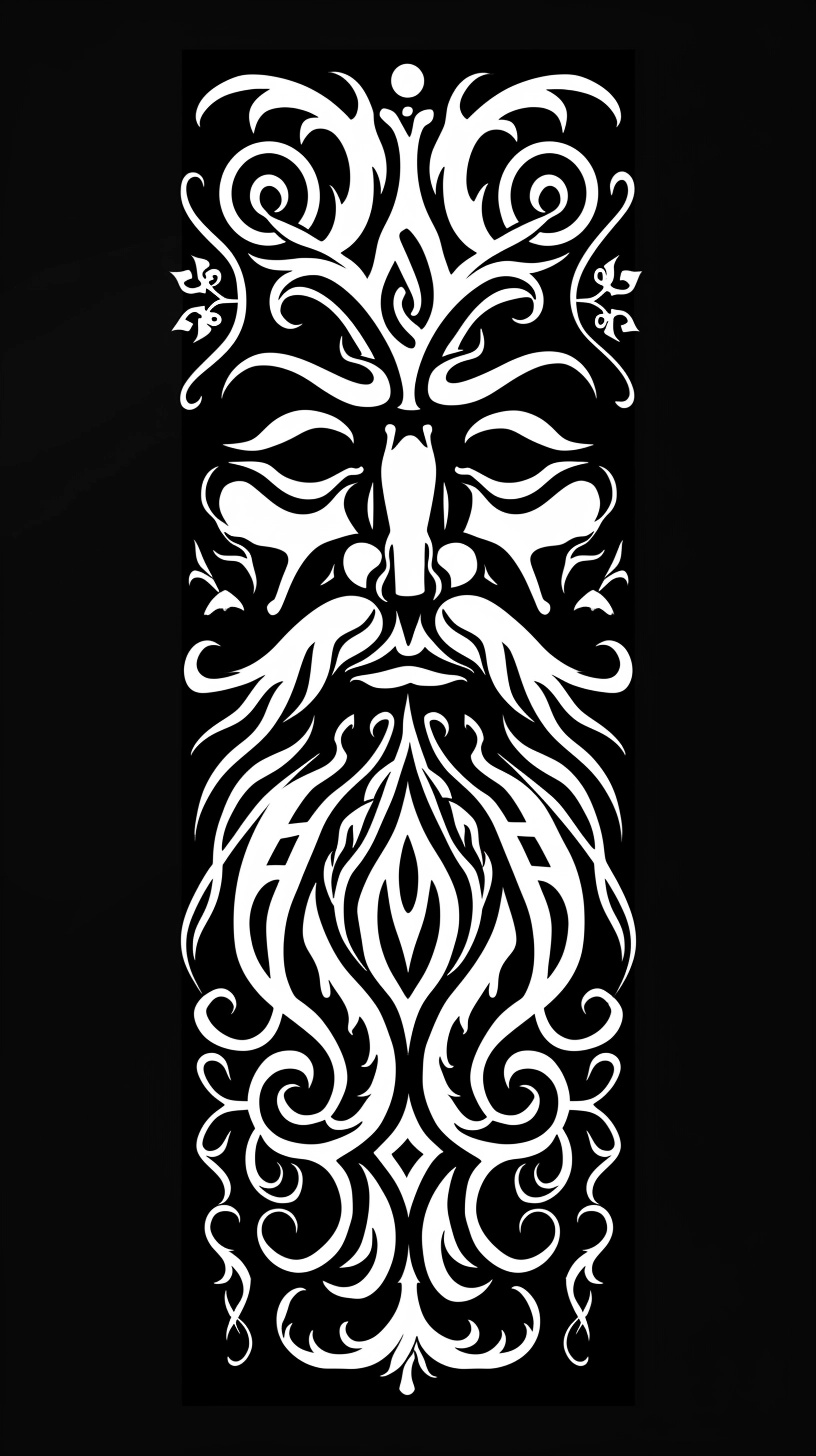 Minimalist Slavic Mythology Ornament Design