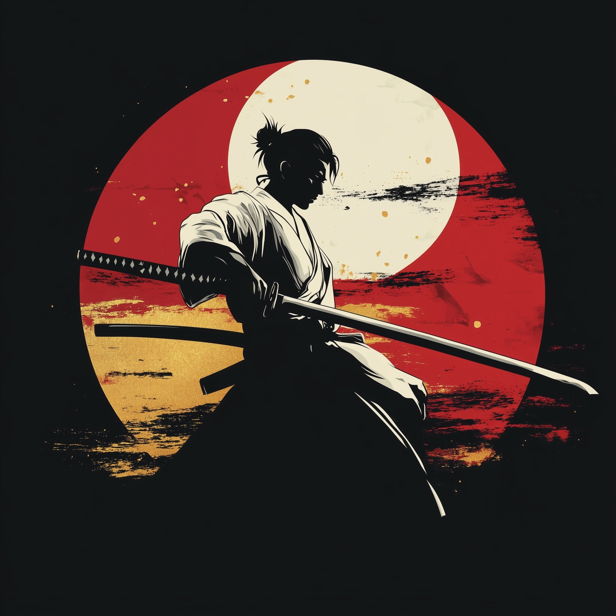 Elegant Japanese Warrior Art: Minimalist Design