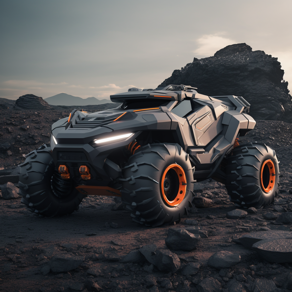 Matte Black Off-Road Vehicle - Trapezohedron Design