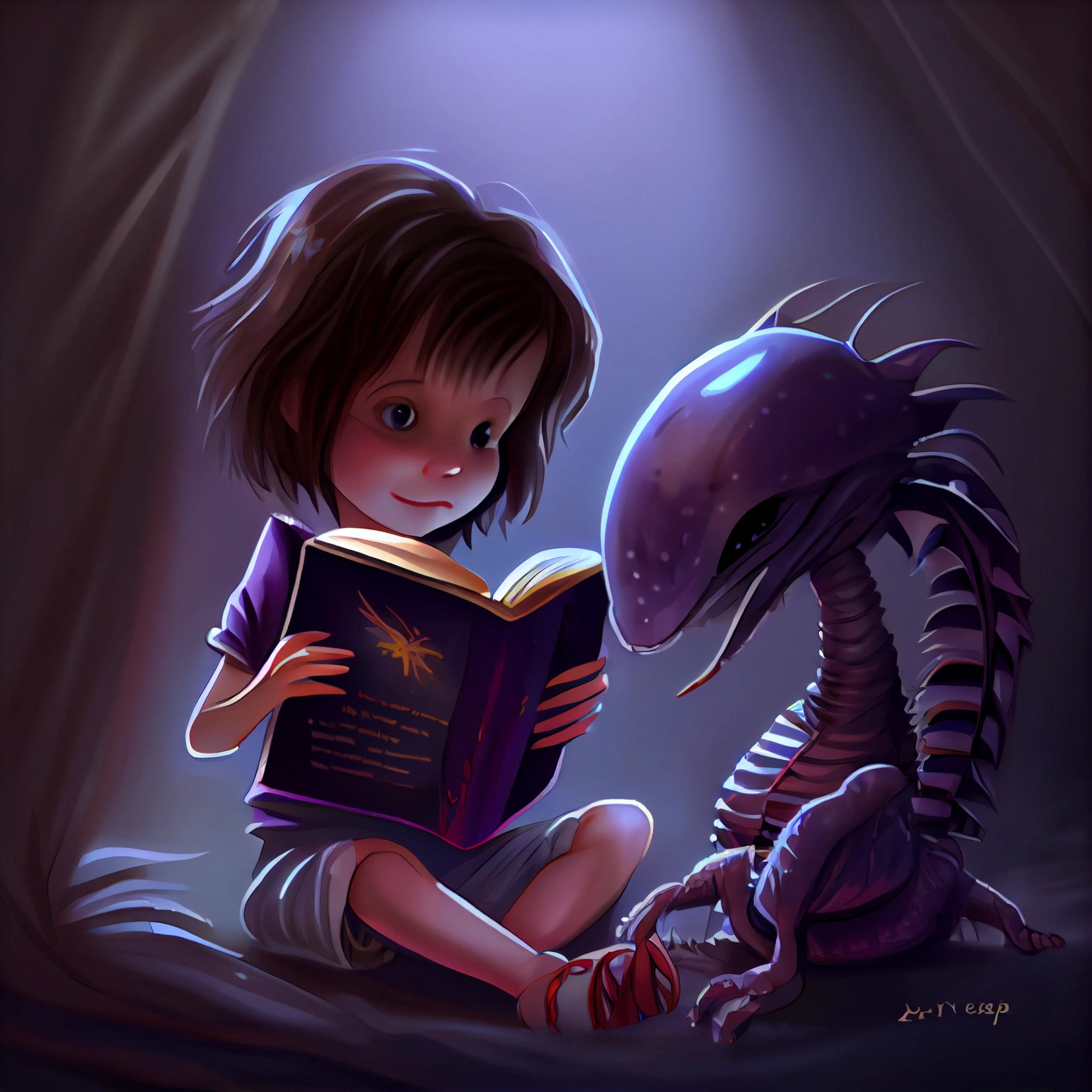 Signourney Weaver Reads to Xenomorph Toy