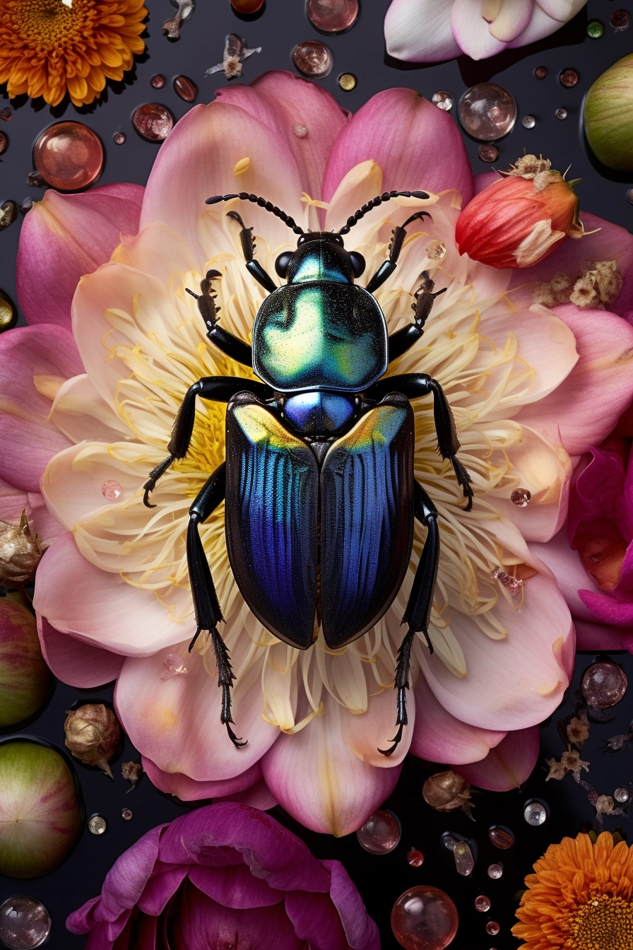 Jeweled Sacred Scarab on Lotus Field