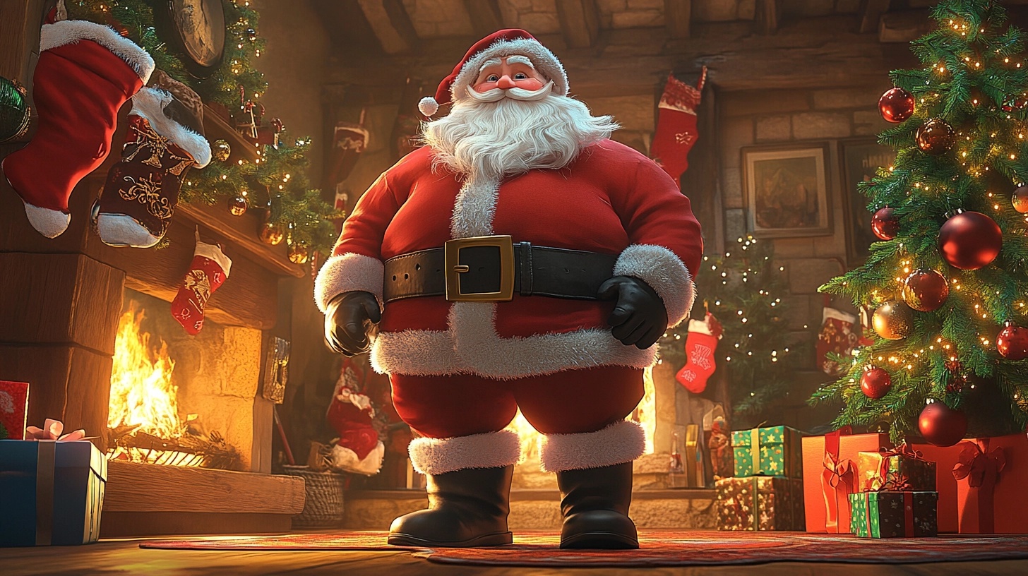 Charming Santa Claus in a Cozy Holiday Scene