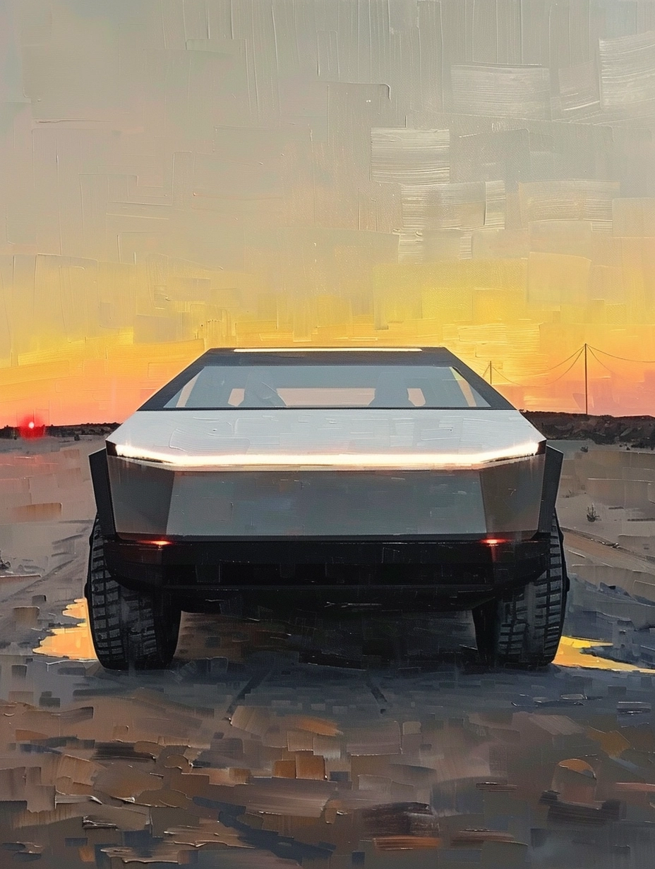 Sleek Tesla Cybertruck Masterpiece Painting