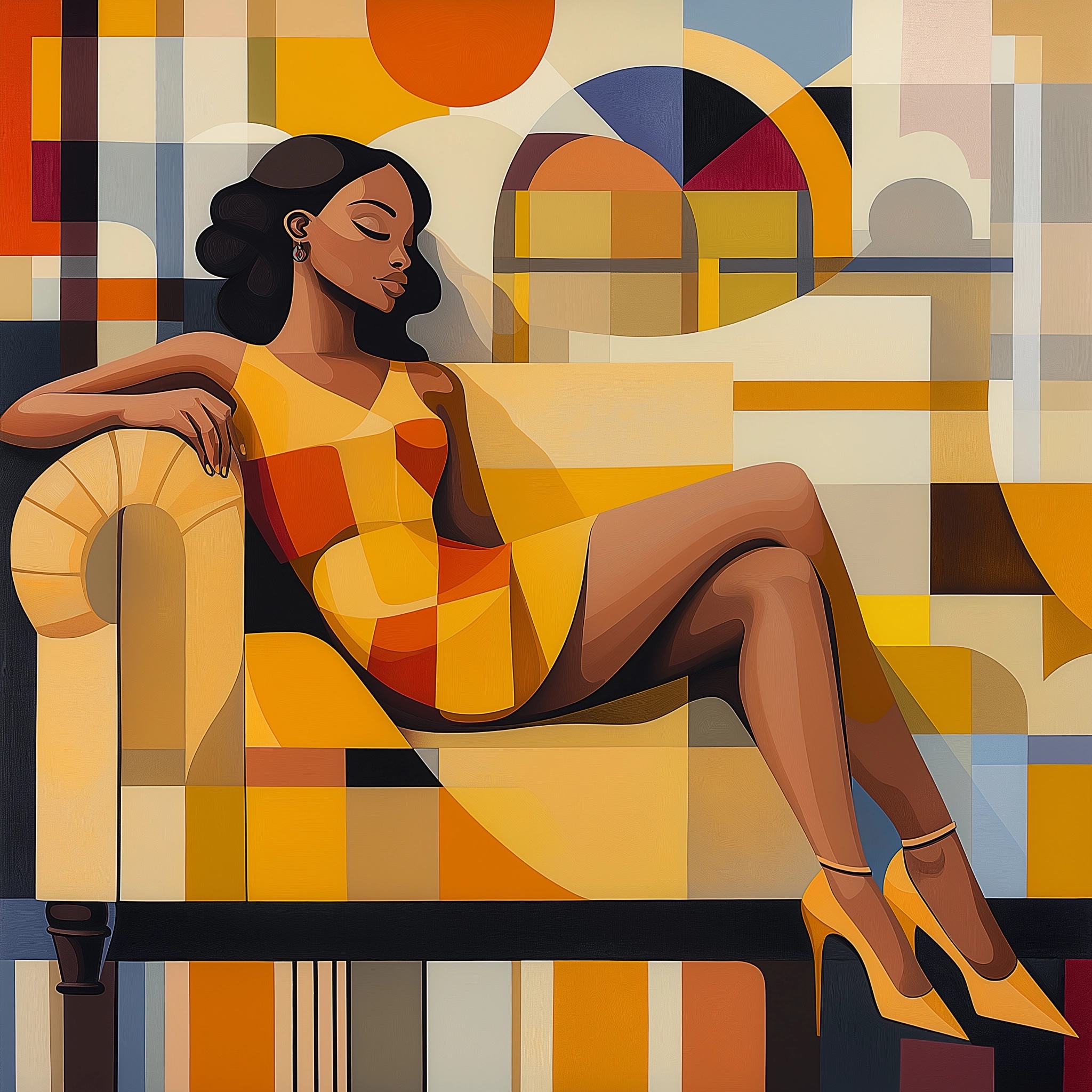 Vibrant Digital Art: African Elegance & Geometry