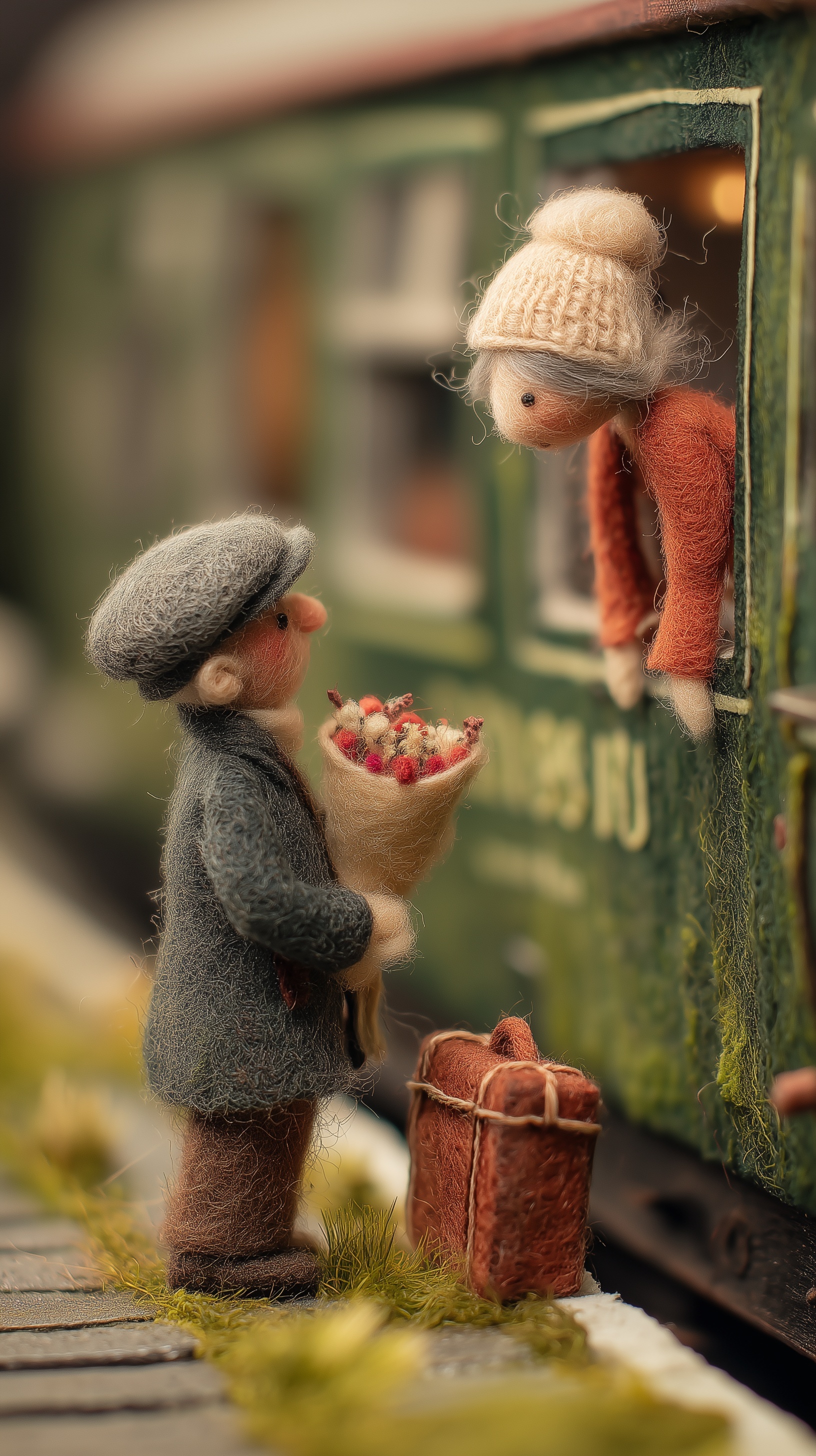 Nostalgic Miniature Train Station Scene