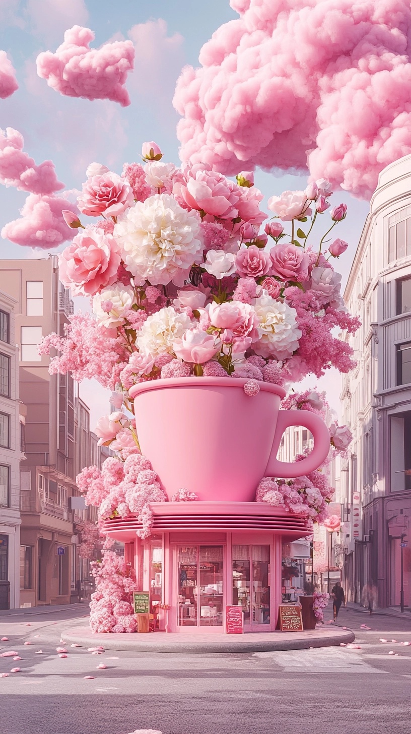 Experience the Dreamy Pink Coffee Shop Scene