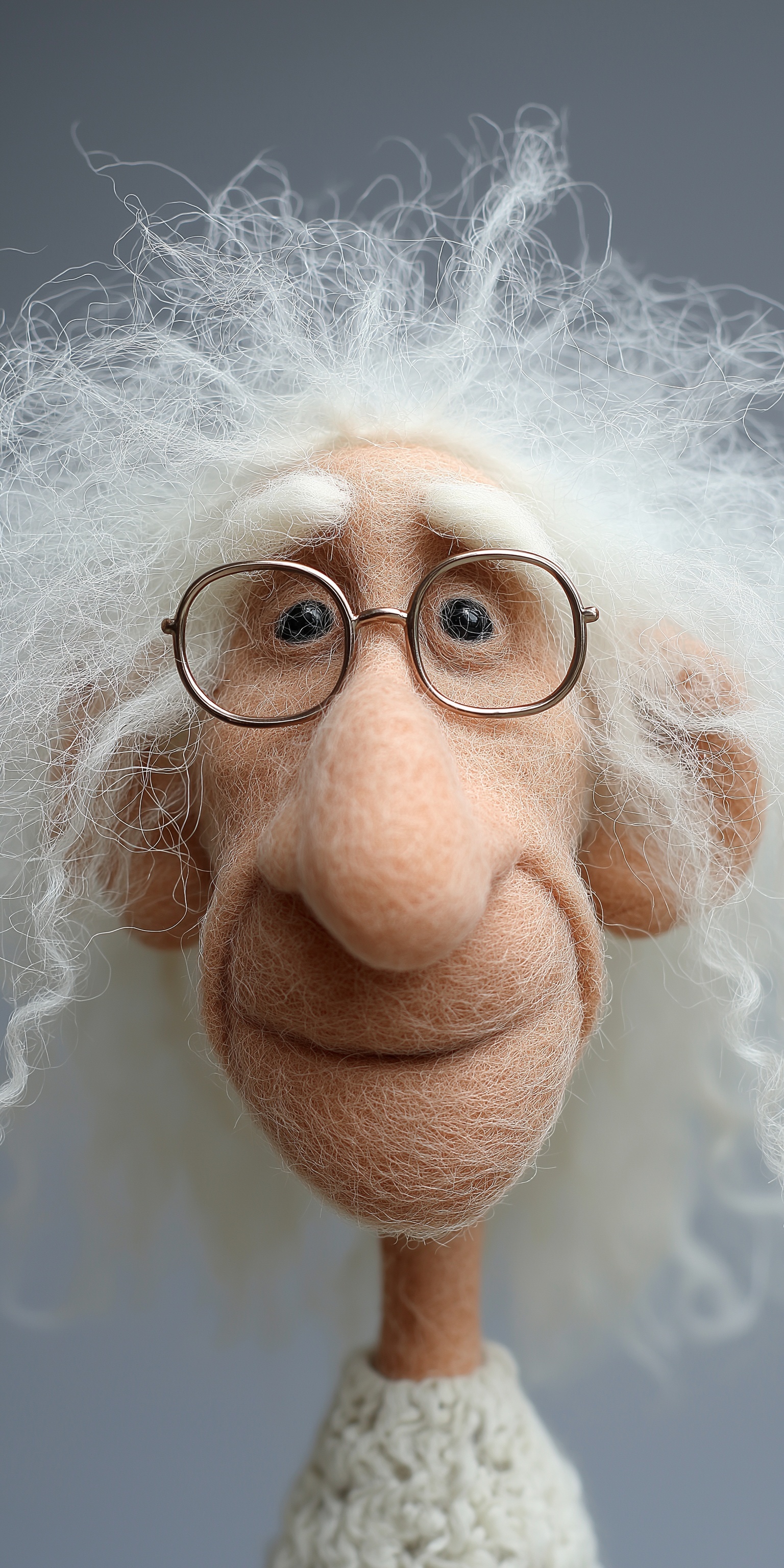 Charming Portrait of Graceful Aging in Wool Felt