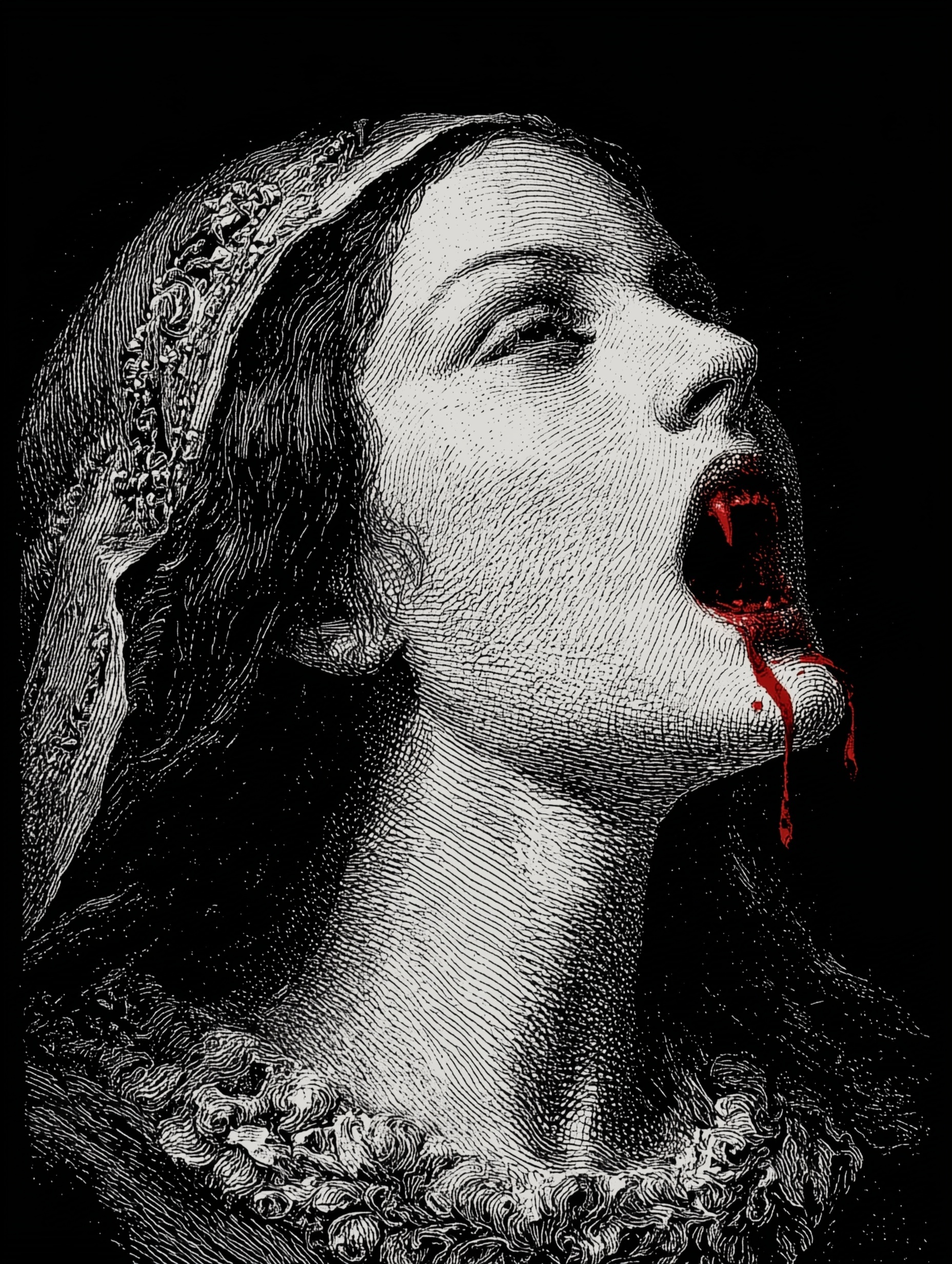 Grotesque Medieval Fantasy: Vampire Angel Engraving