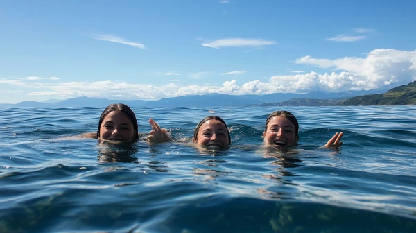 Joyful Swimming in Sunny Chilean Seas