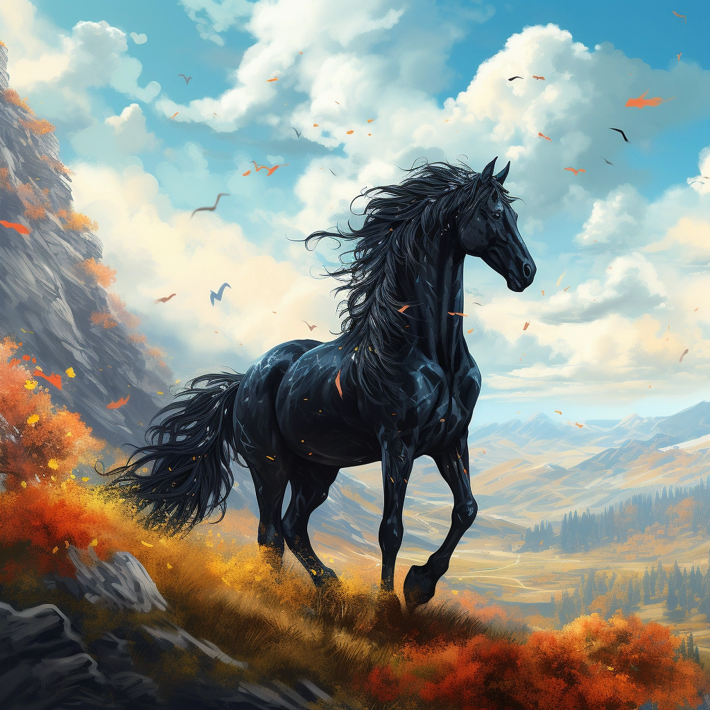 Magnificent Black Horse: Majestic Fantasy Art