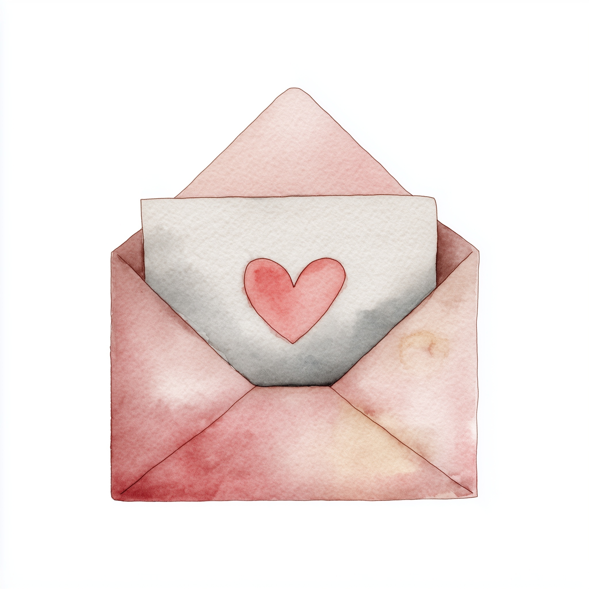 Charming Watercolor Valentine Envelope Clipart