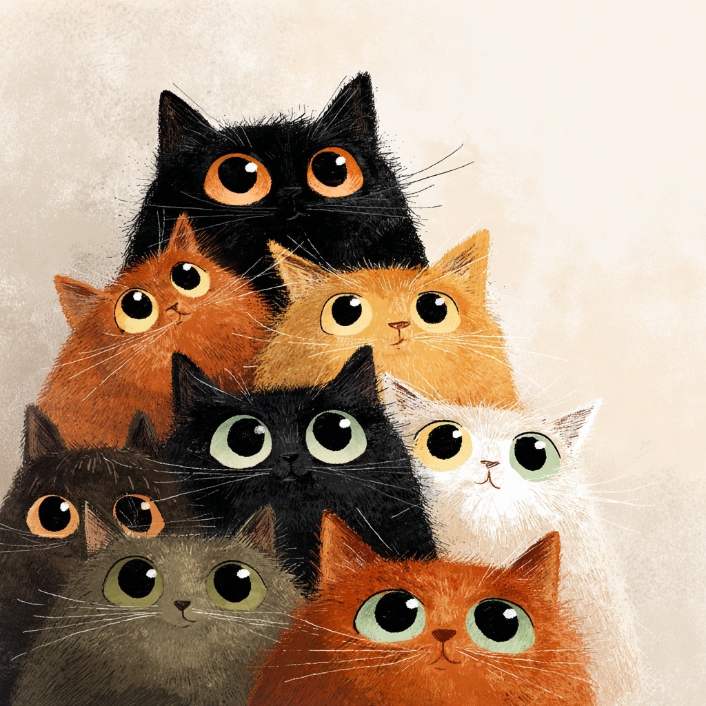 Adorable Colorful Cats: Cute & Playful Illustration